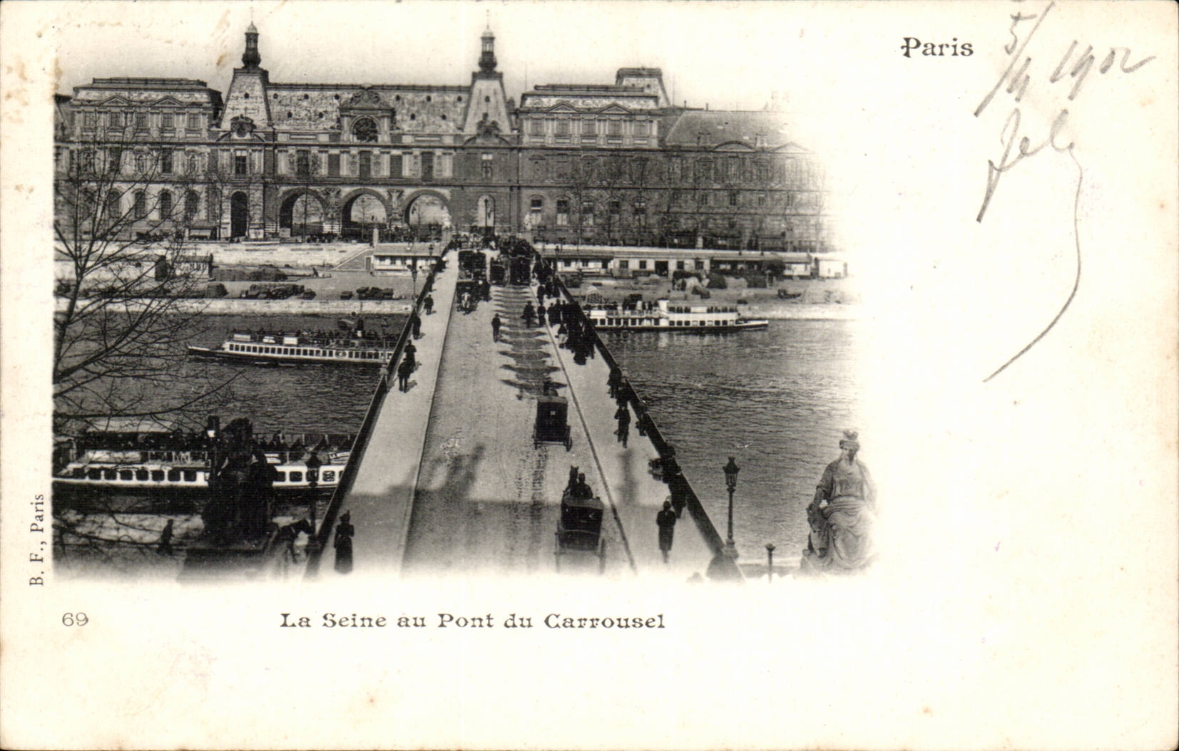 Paris CPA la Seine au pont du Carrousel