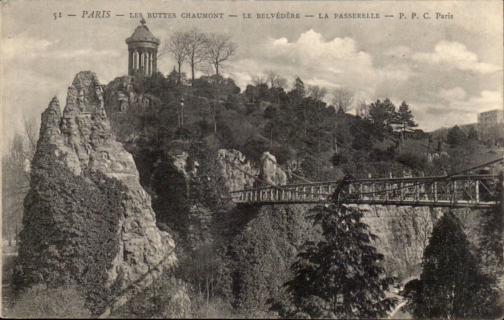 CPA Paris Chaumont Hillocks the View-point the footbridge