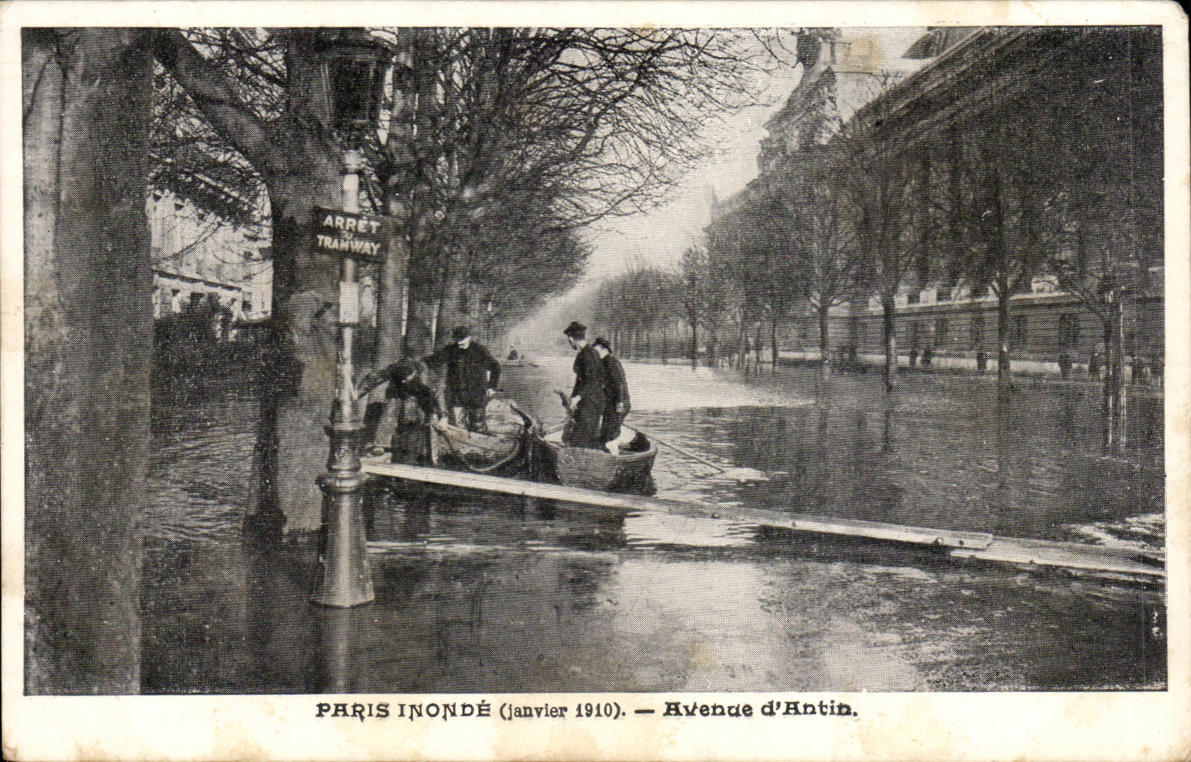 Paris 8 - Avenue of Antin - Floods January 1910 CPA
