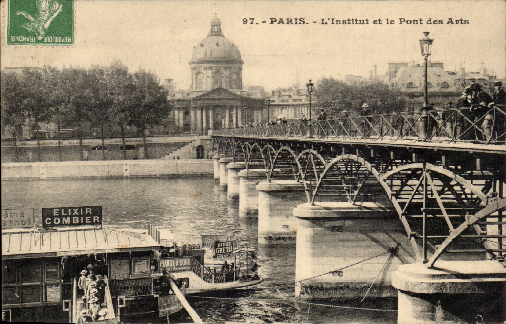 Paris - 1 - L'Institut - Le Pont des Arts CPA 
