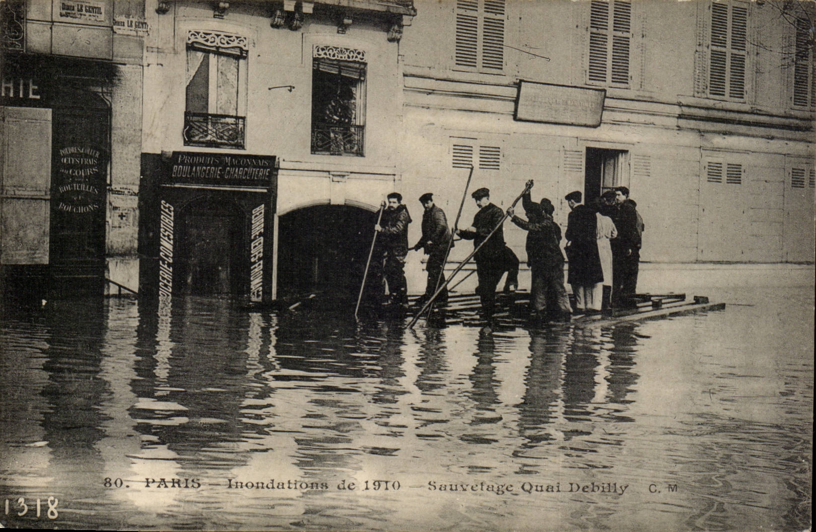 Paris - 7 - Rescue Debilly Quay - Floods of 1910 - Bakery CPA