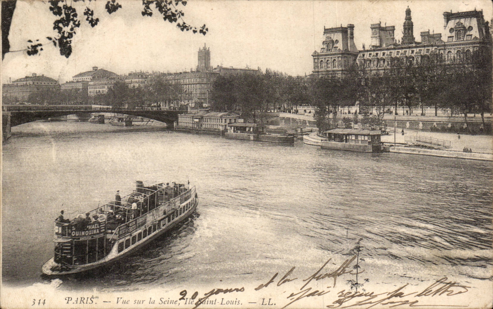 Paris 1 - Ile Saint Louis -Vue sur la Seine - bateau - CPA