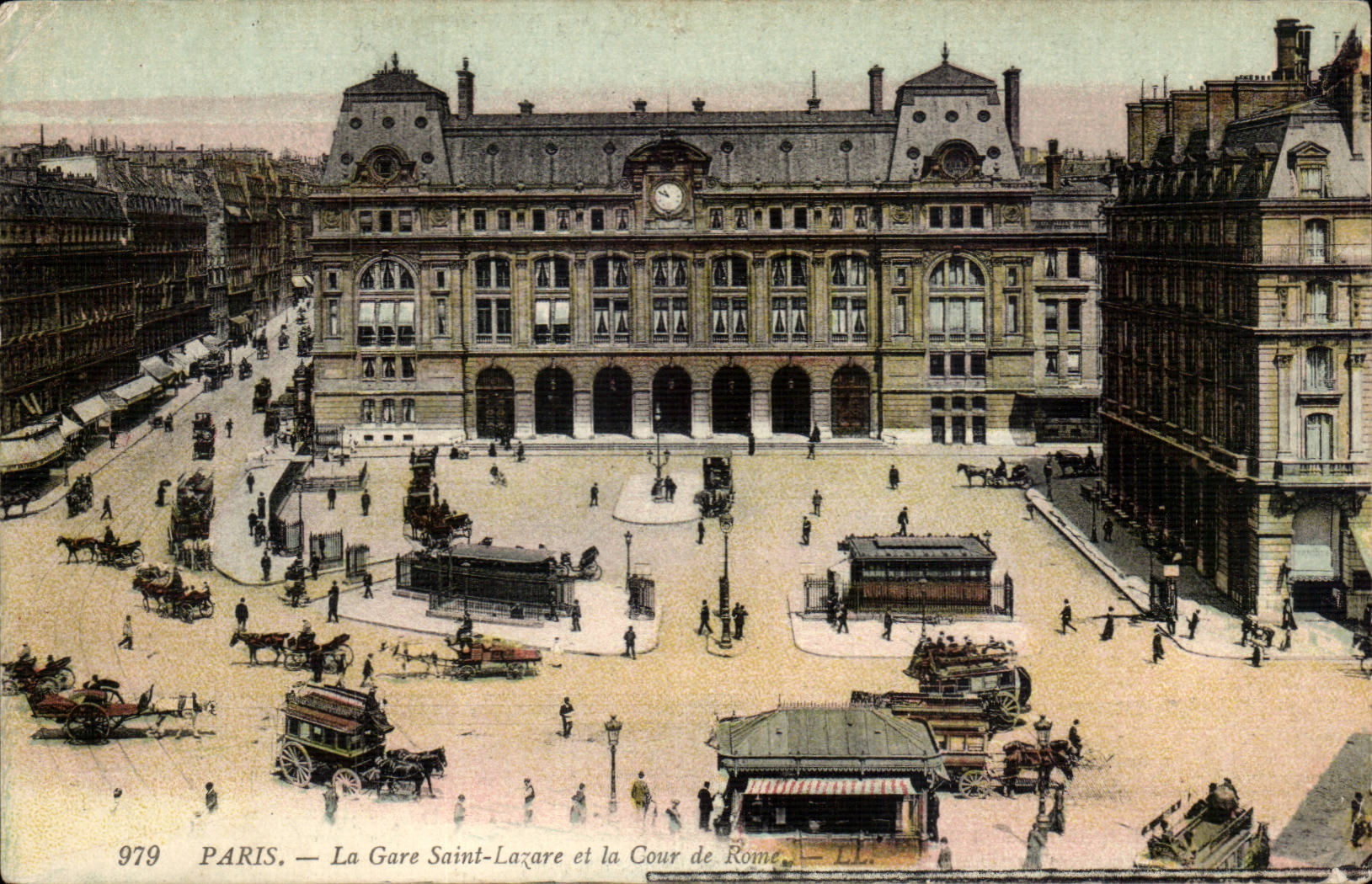 Paris - 8 Station Saint Lazare and Court of Rome CPA