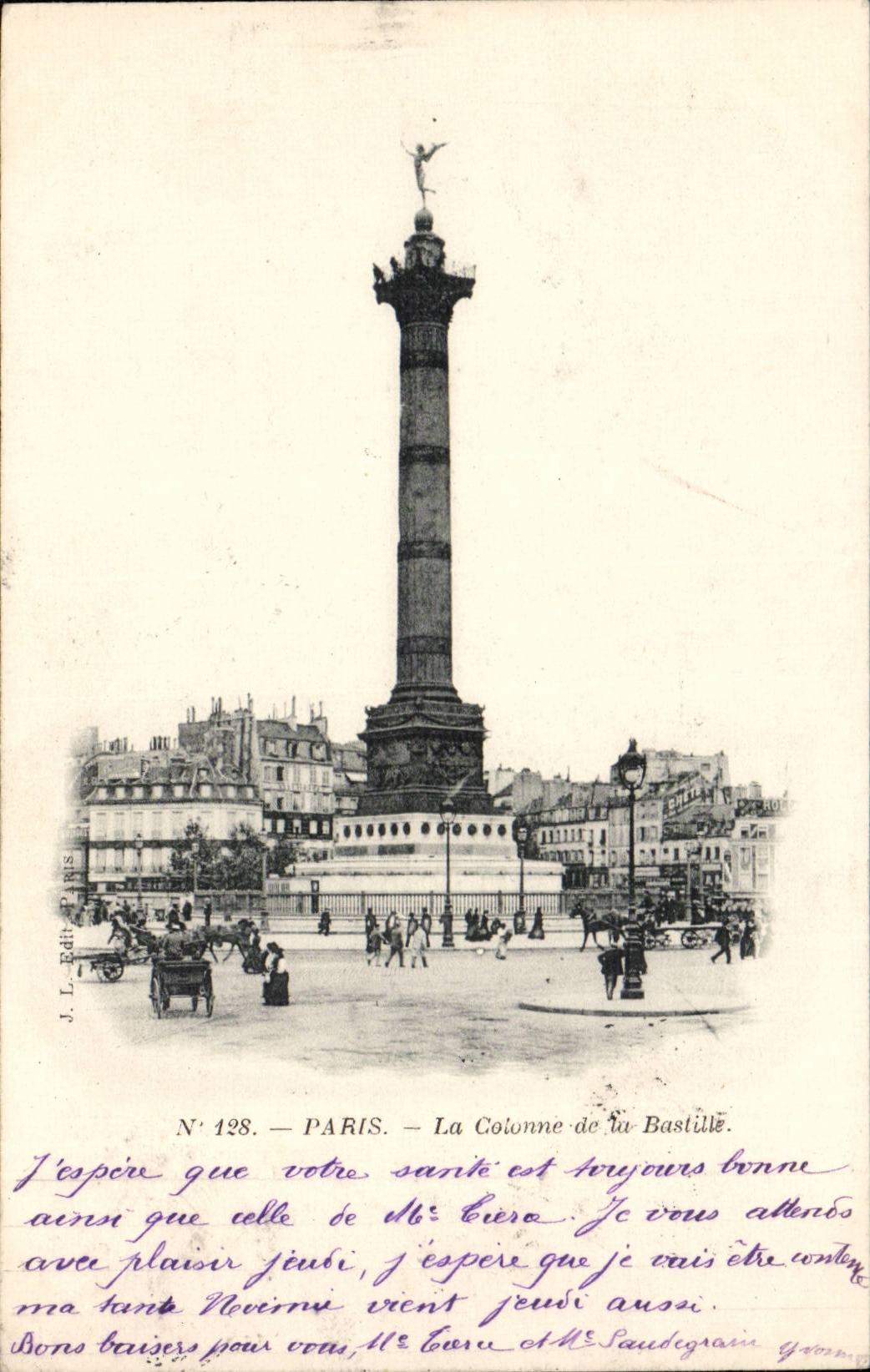 Paris - 10 - the Column of Bastille CPA
