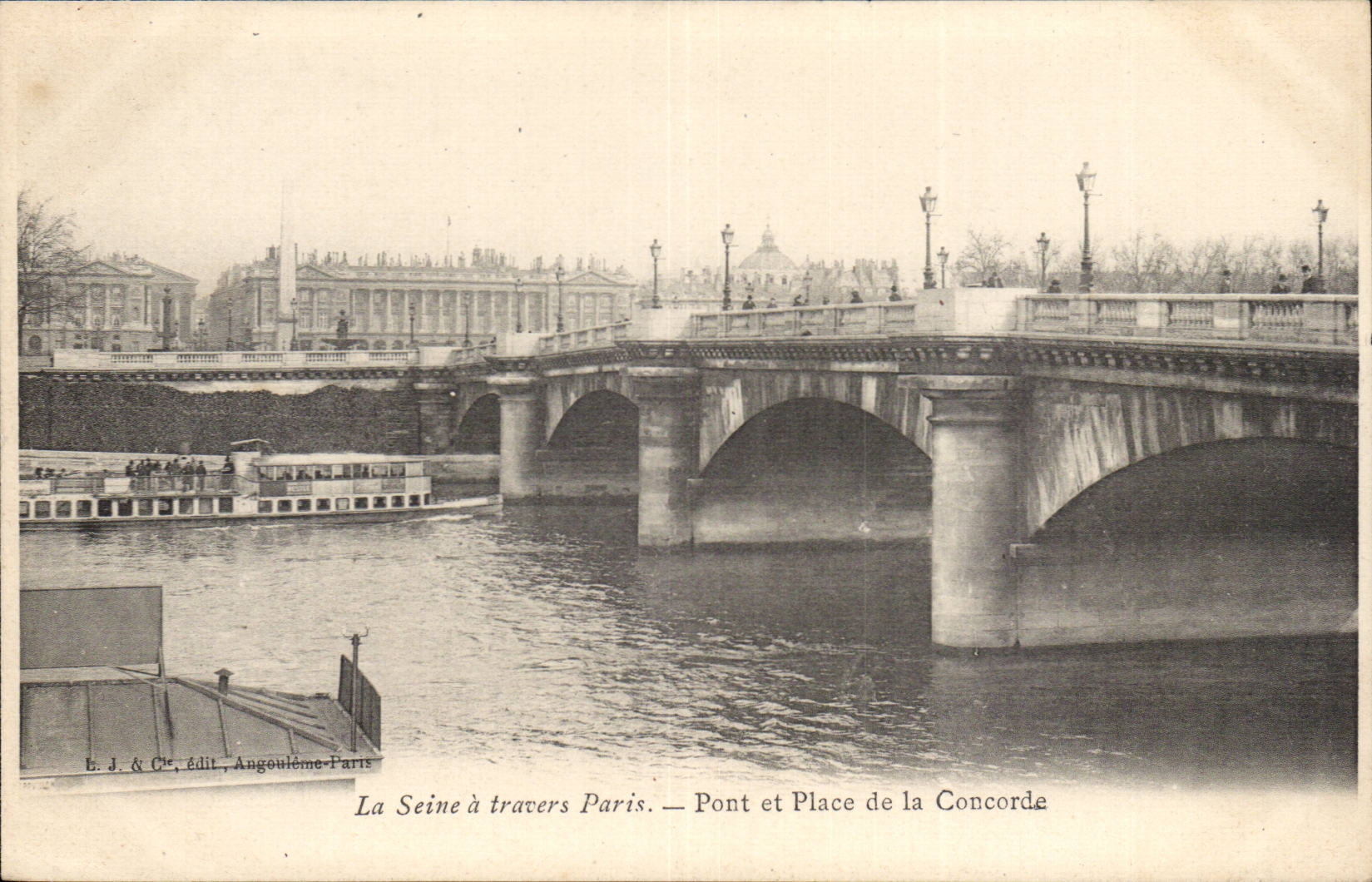 Paris - 8 - the Bridge and the Place of the Harmony - the Seine through Paris CPA