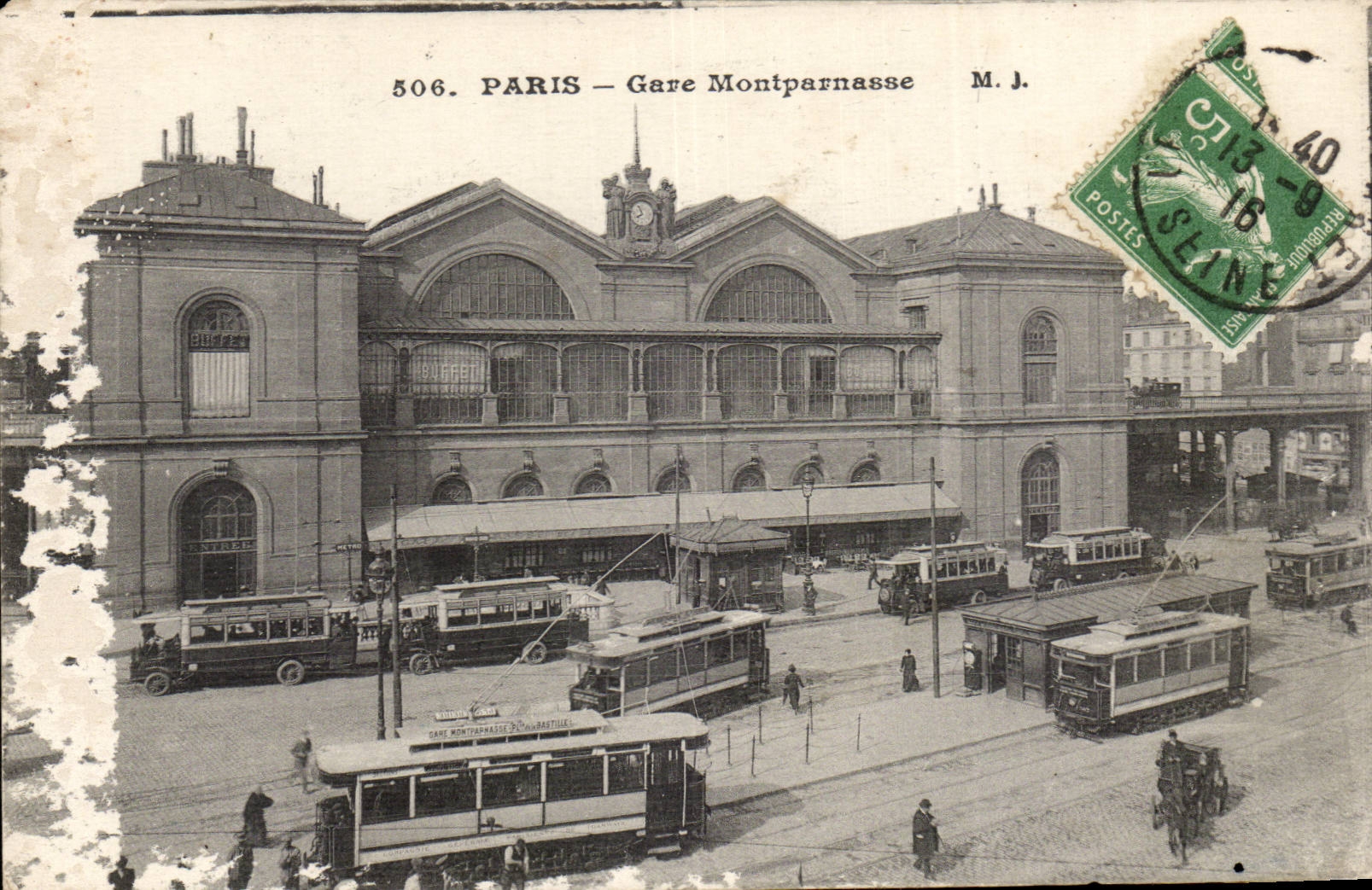 Paris - 15 - Montparnasse Station - bus CPA