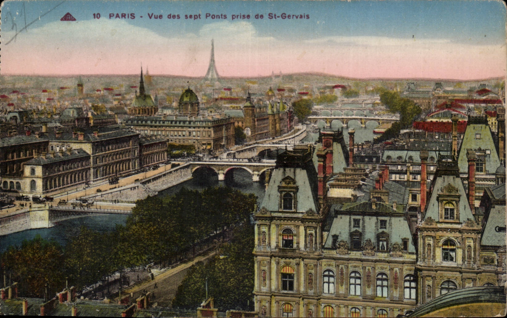 Paris 4 - Vue des Sept Pont prise de St Gervais - Eiffel Tower - Tour Eiffel - CPA