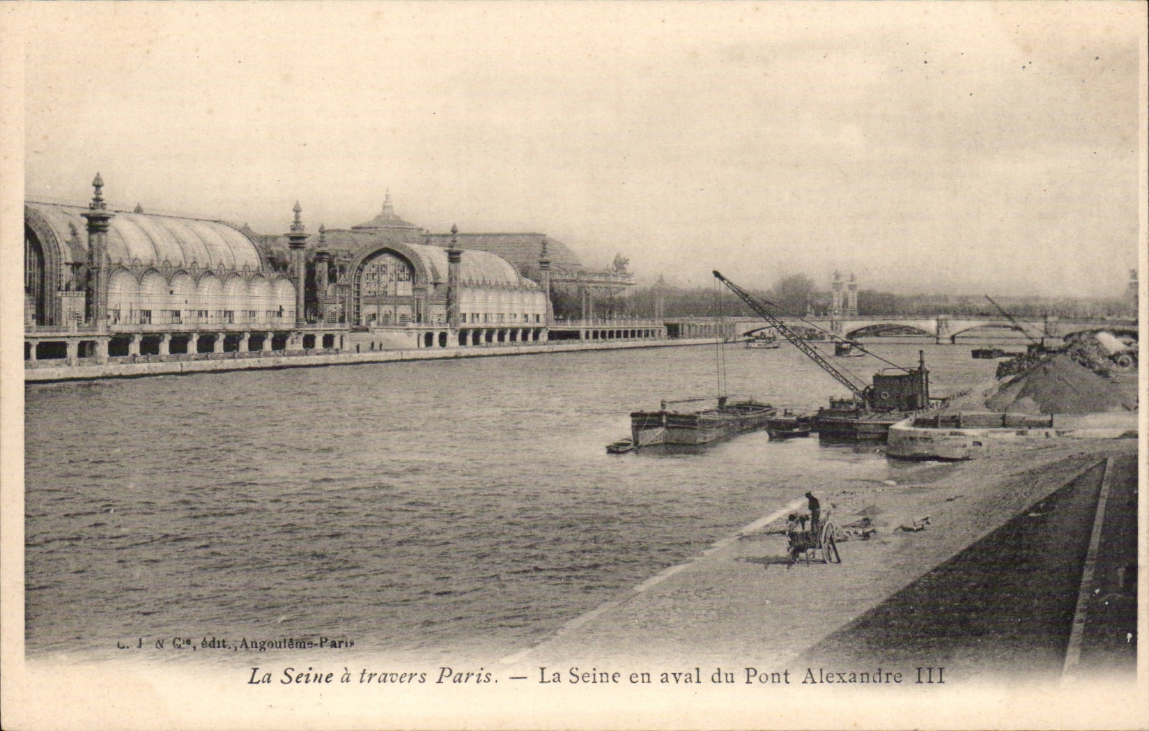Paris 7 - The Seine downstream from the Bridge Alexandre III - CPA