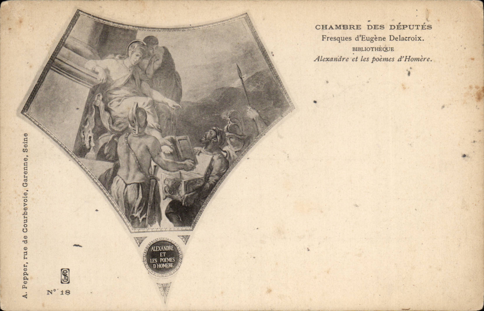 Paris 1 - House of Commons - Almost of Eugene Delecroix - Library - Poems of Homere - CPA