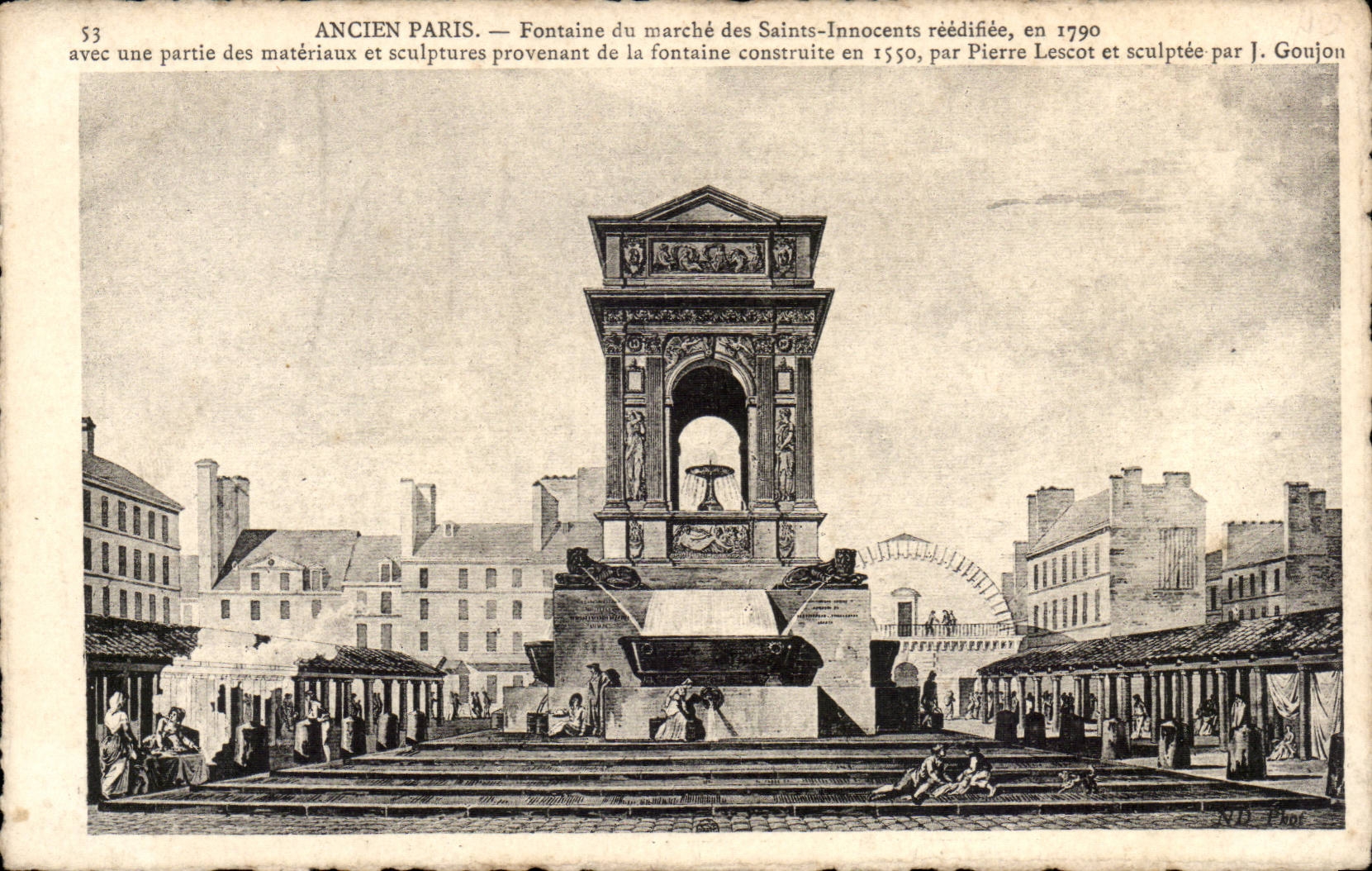 Paris - Ancien Paris Fontaine du Marche des Saints Innocents en 1790 - CPA