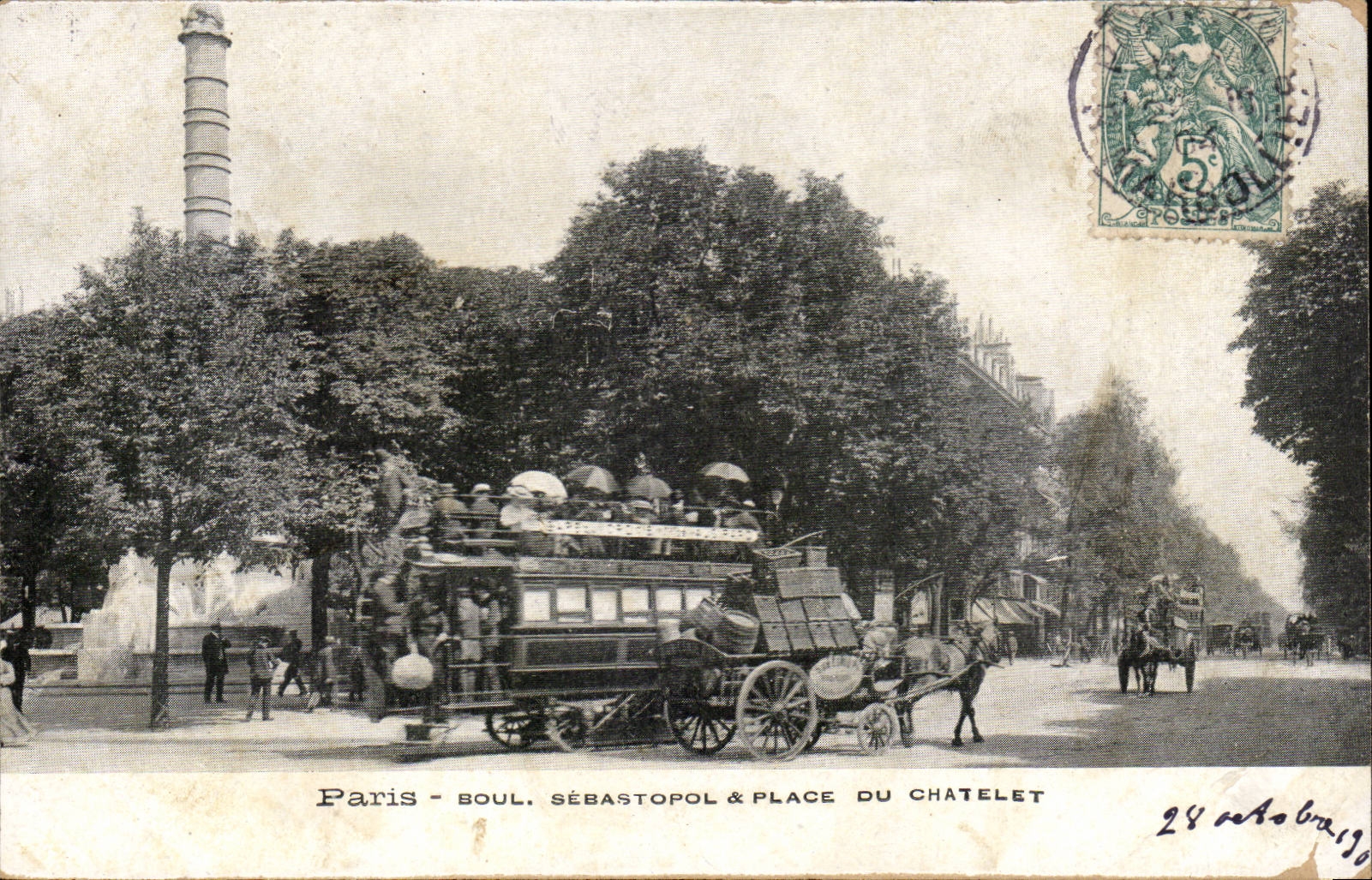 Paris - 3 - Sebastopol Boulevard and Place of Chatelet - CPA
