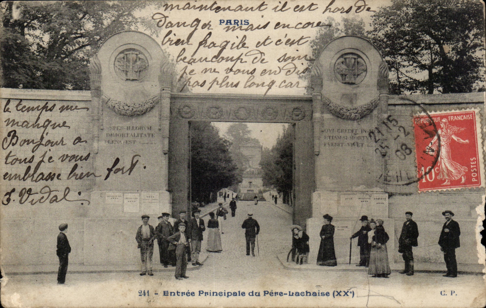Paris 20 - Main entrance of the Lachaise Father - CPA