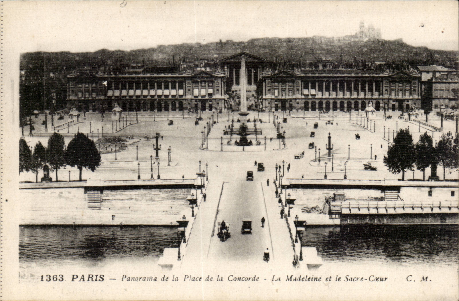 Paris - 8 - Panorama of the Place of the Harmony - the Madeleine and the Sacring Heart - CPA
