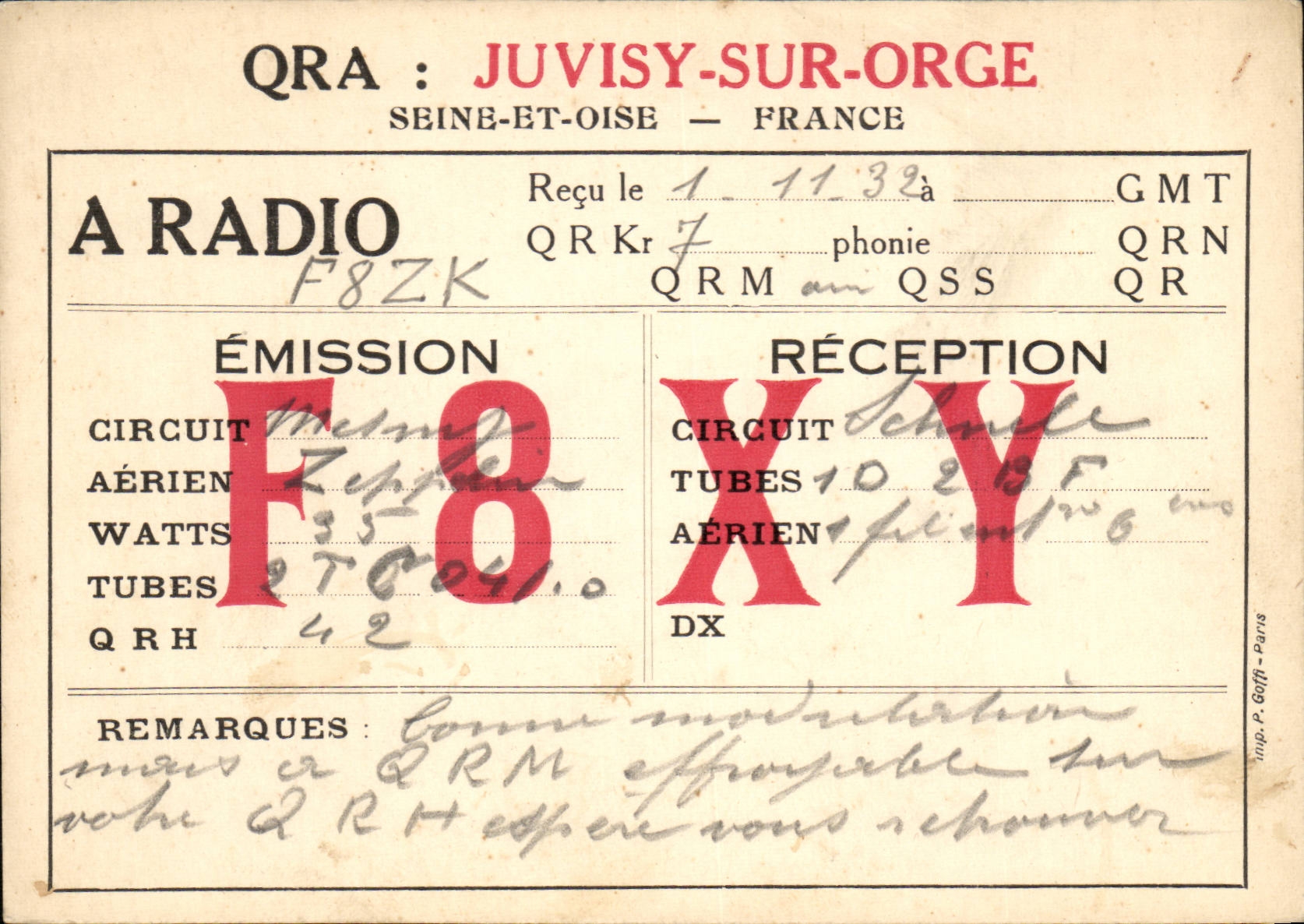 Juvisy on Barley - AraDIO Emission - Circuits - air - Watts - tubes CPA