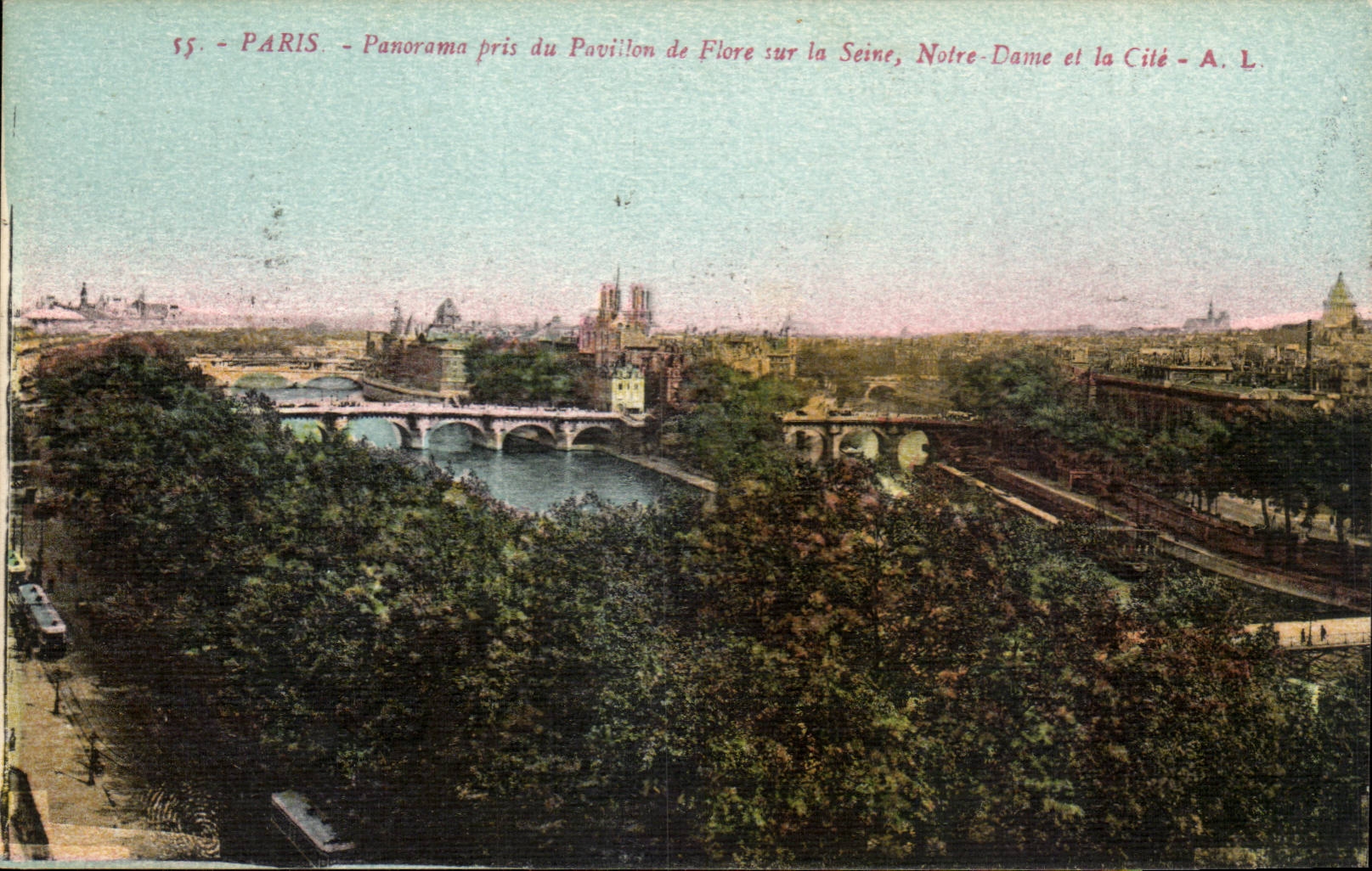 Paris 4 - Panorama pris du Pavillon de Flore sur la Seine - CPA