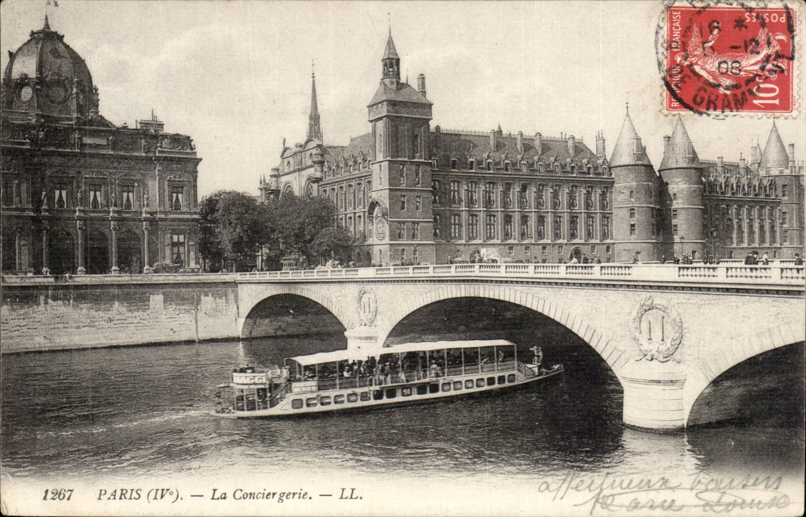 Paris - 1 - La Conciergerie - bateau CPA 