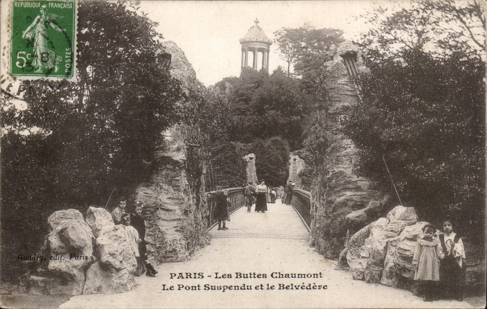 Paris - 19 - Chaumonts Hillocks - the Suspended bridge and View-point CPA