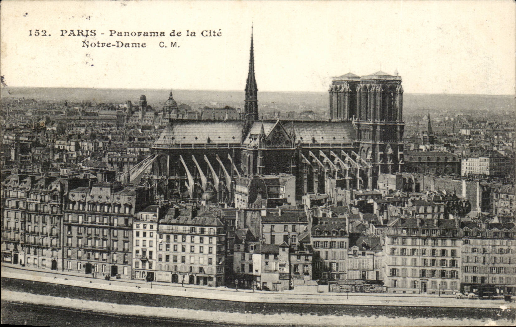 Paris - 4 - Panorama de la Cite - Notre Dame CPA