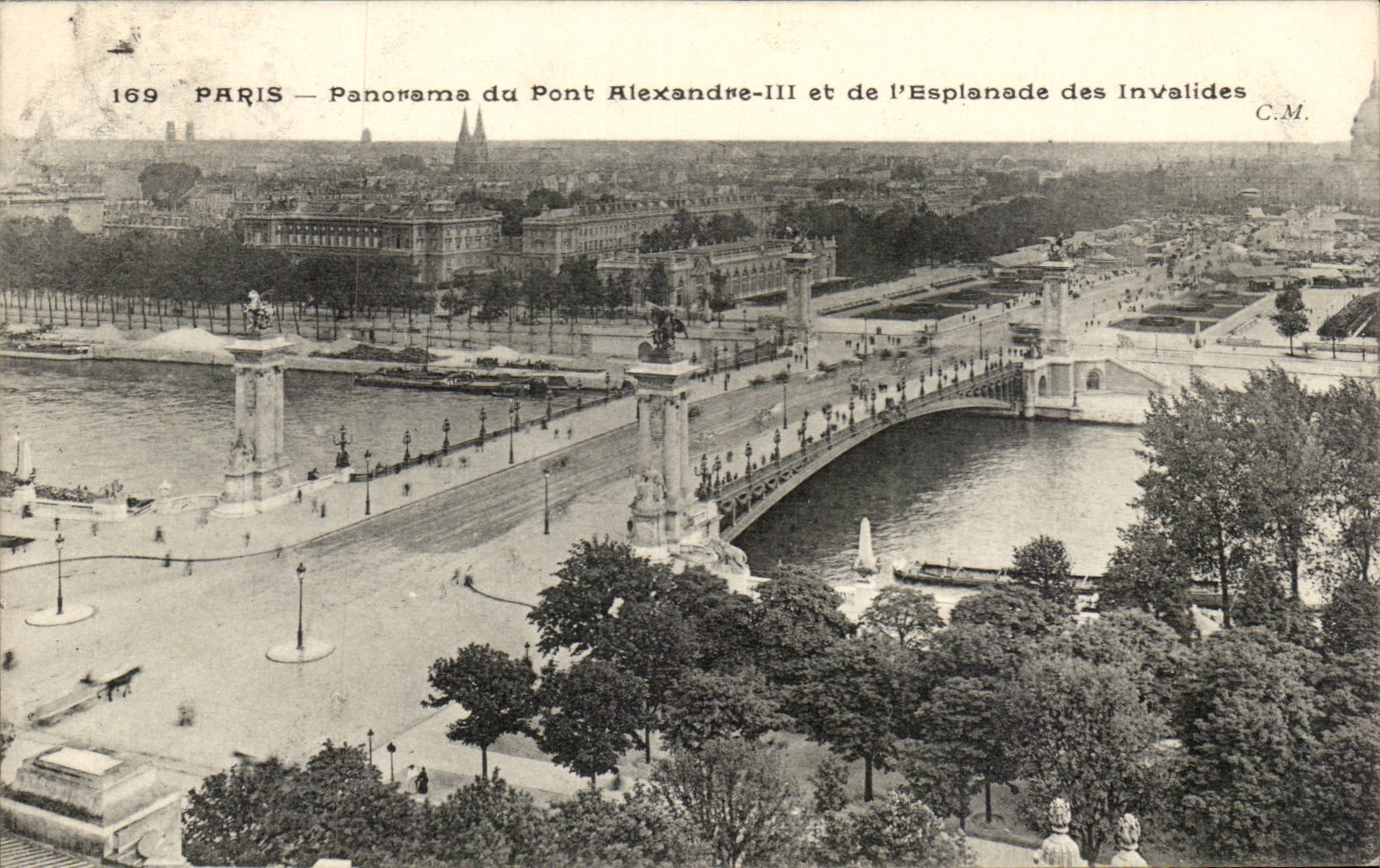 Paris - 7 - Panorama of Bridge Alexandre III and the Esplanade of Invalides the CPA