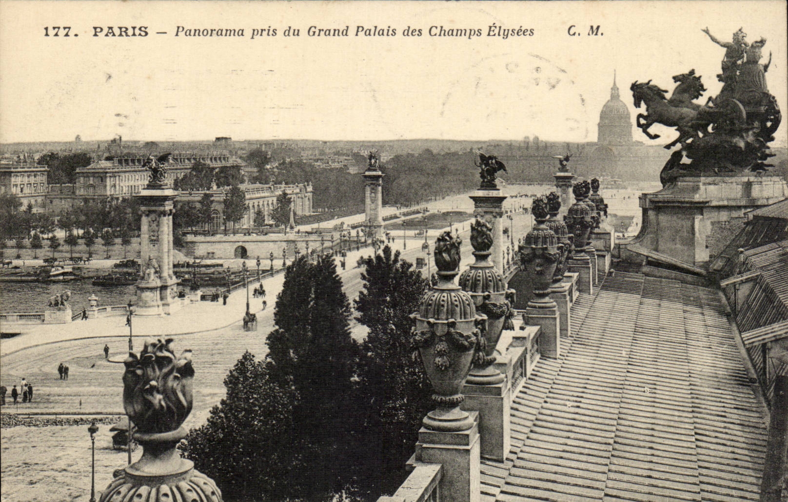Paris - 8 - Panorama taken of the Grand Palais of the Champs Elysees - CPA