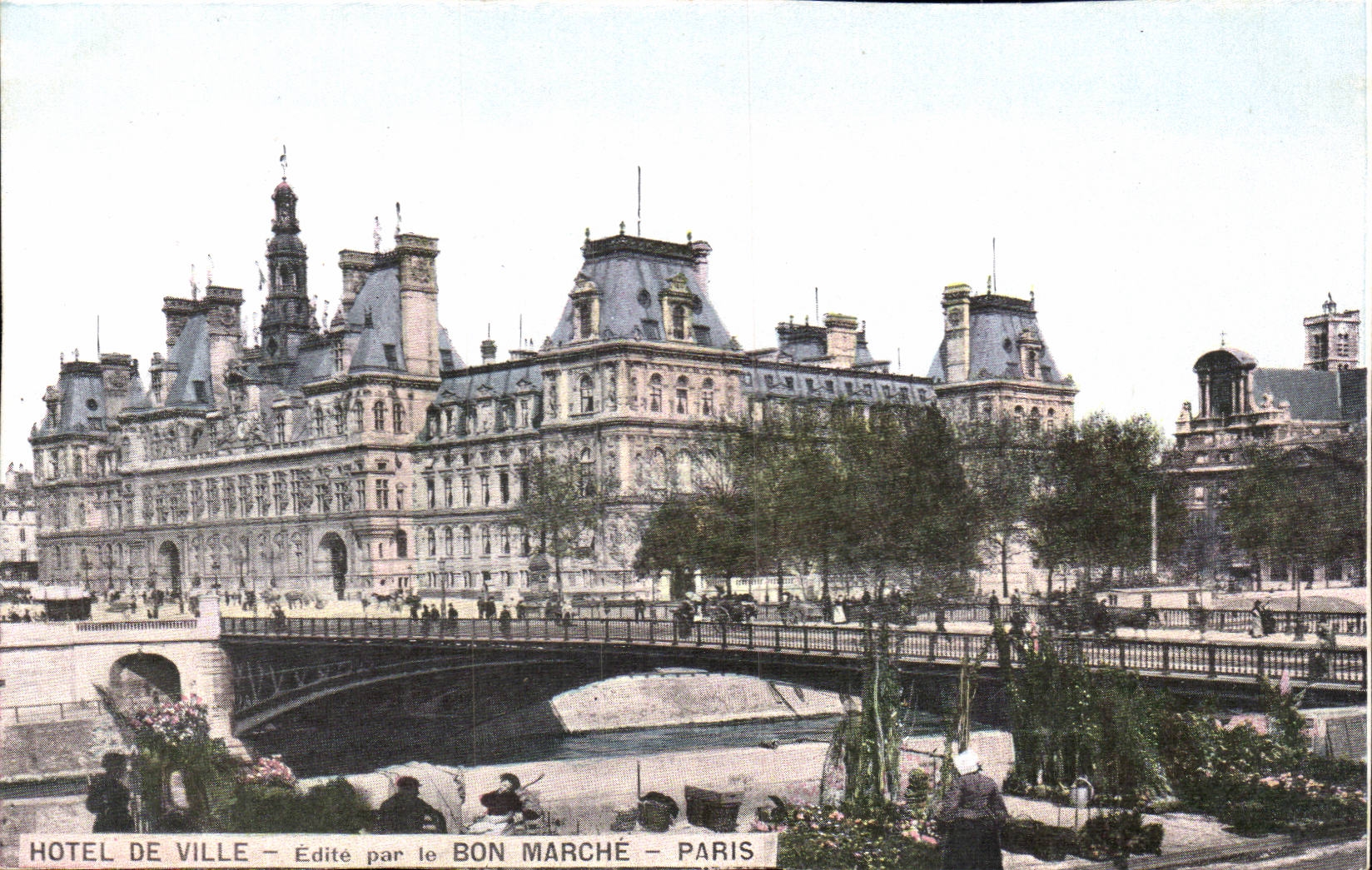 Paris 4 Hotel de Ville - Edite par le Bon Marche CPA Marche aux fleurs