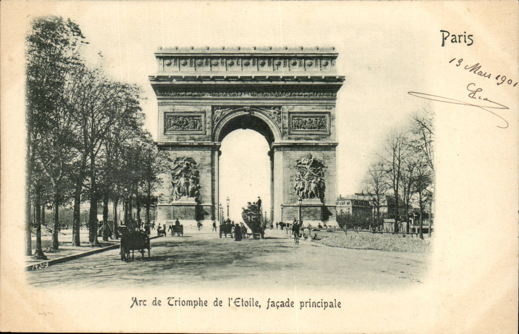 Paris 8 - Arc de Triomphe of Etoile - Frontage Principal CPA (relief map)