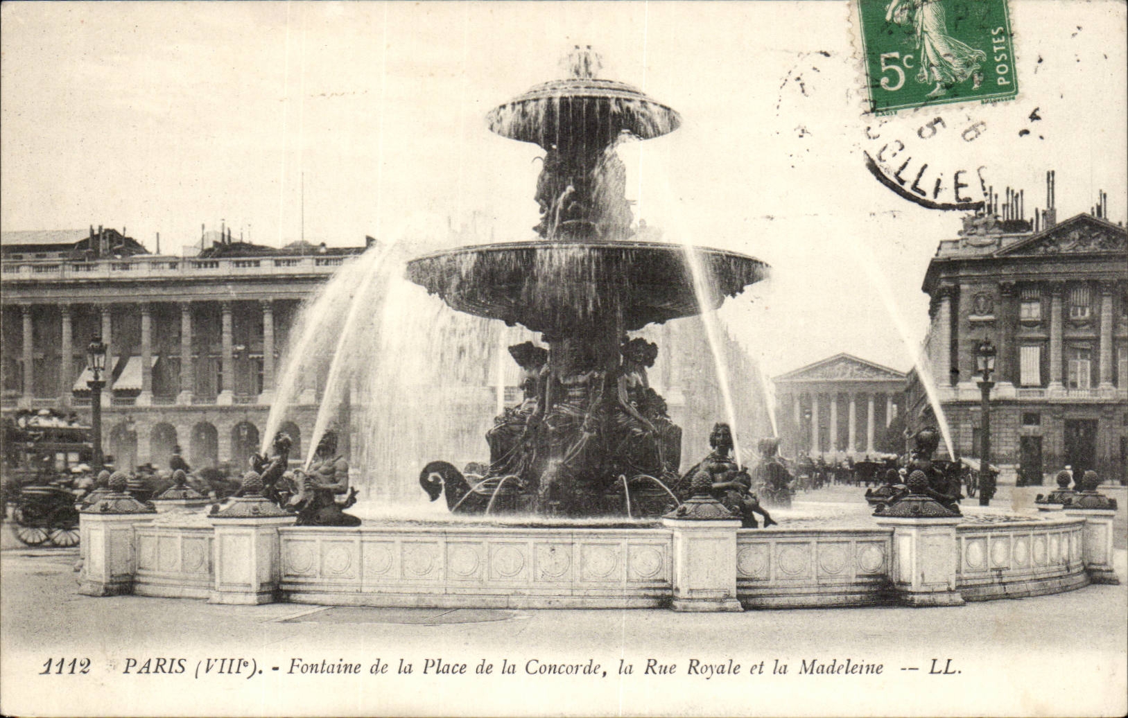 Paris 8 - Fountain of the Place of the Harmony the Royal Street and Madeleine CPA