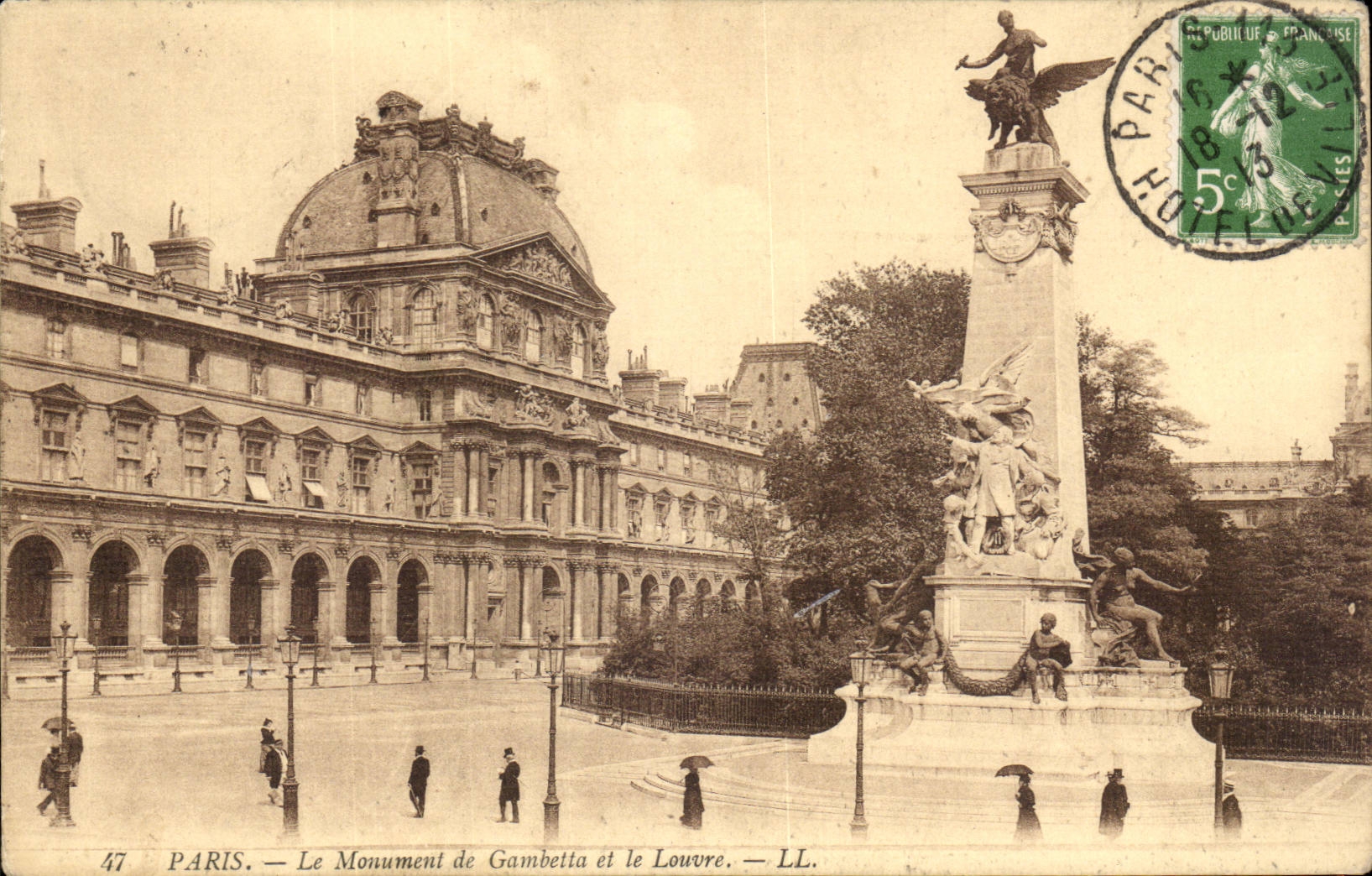 Paris - 1 - Le Monument de Gambetta - Le Louvre - CPA 