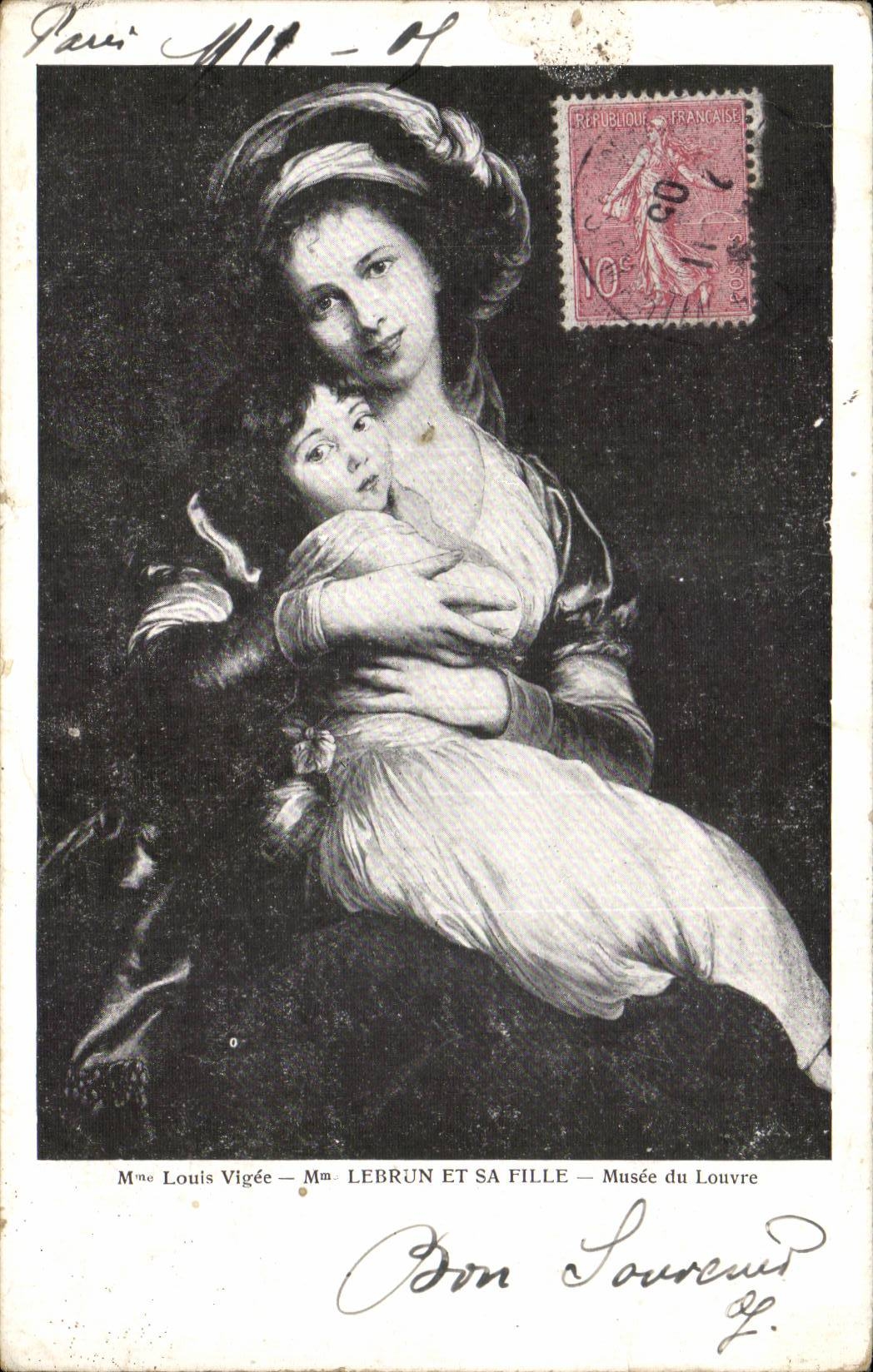 Paris - 1 - Musee du Louvre - Lebrun et sa Fille - Louis Vigee - Arts - Tableaux CPA