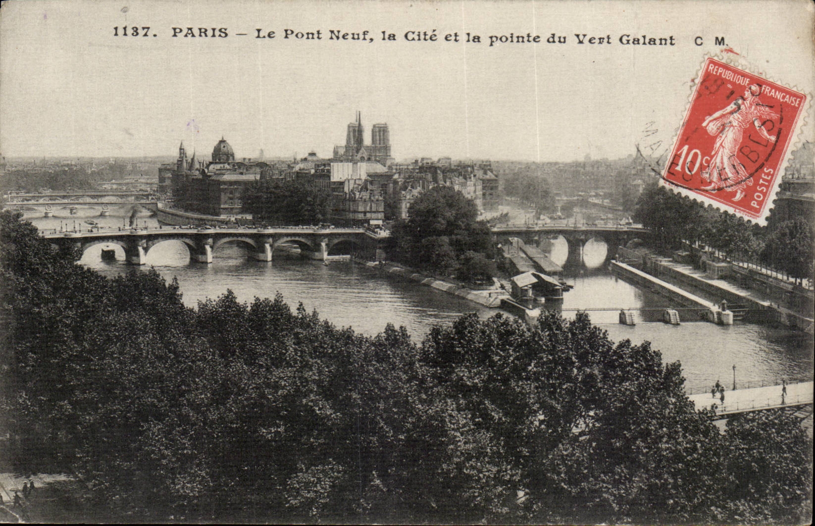 Paris - 1 - Le Pont Neuf et la cite et la Pointe du Vert Galant - CPA 