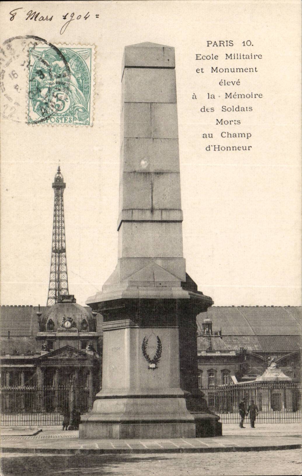 Paris - 7 - Military academy and Monument raised with the memory of dead - CPA Eiffel Tower