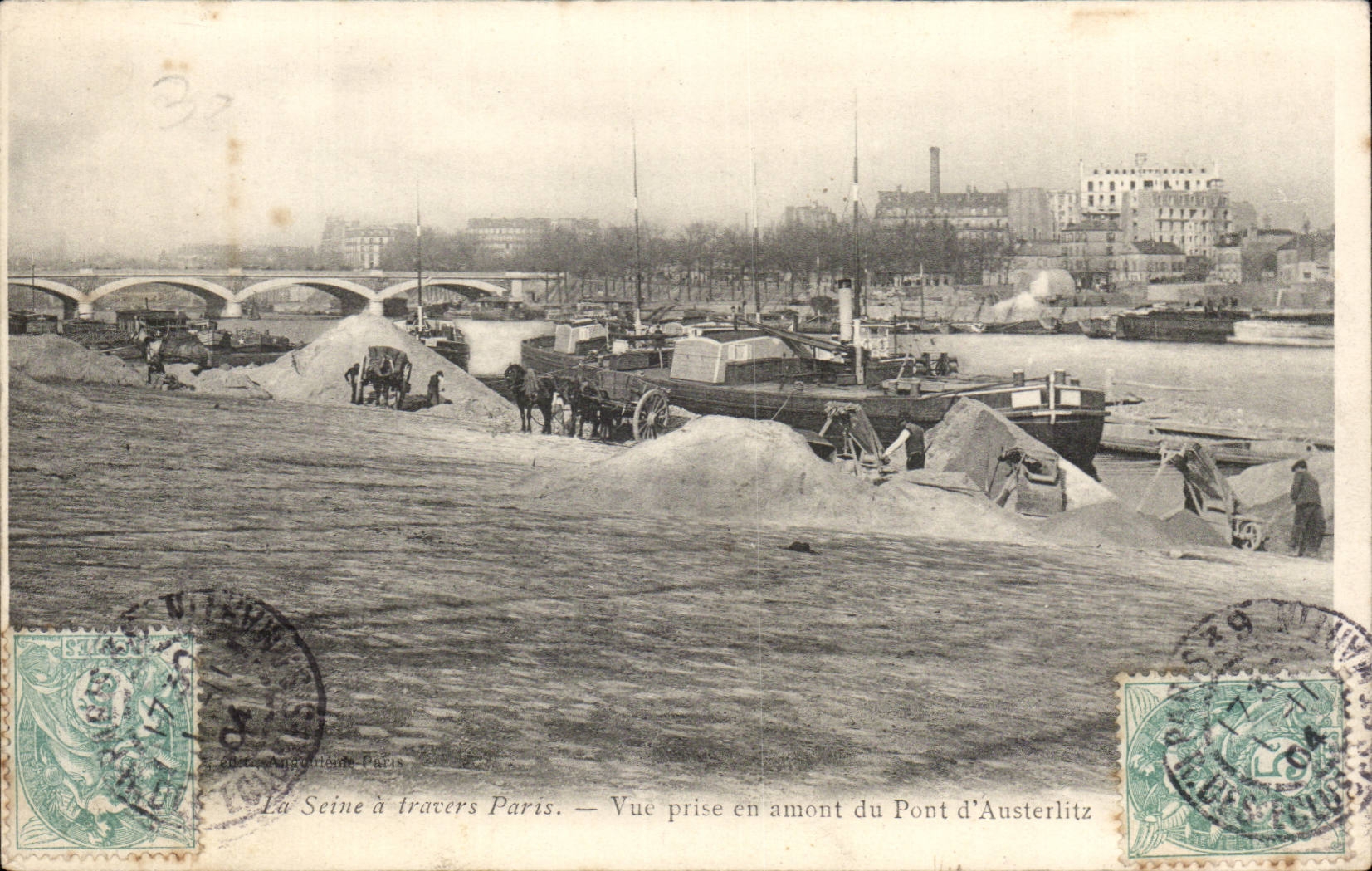 Paris 1 - La Seine a travers Paris - vue prise en amont de Pont d'Auserlitz - CPA - 