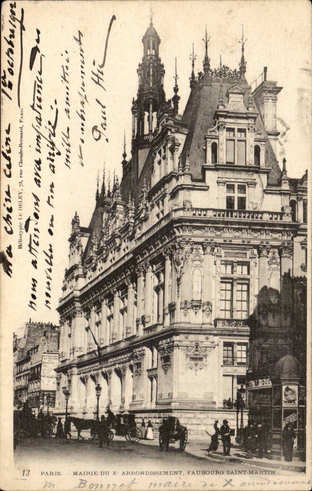 Paris 10 - Town hall of X district - Suburb Saint Martin CPA -