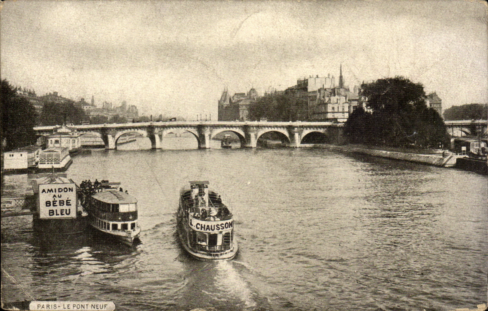 Paris 1 - La Seine - La Amidon au Bebe Bleu - L Chausson - bateau CPA - 