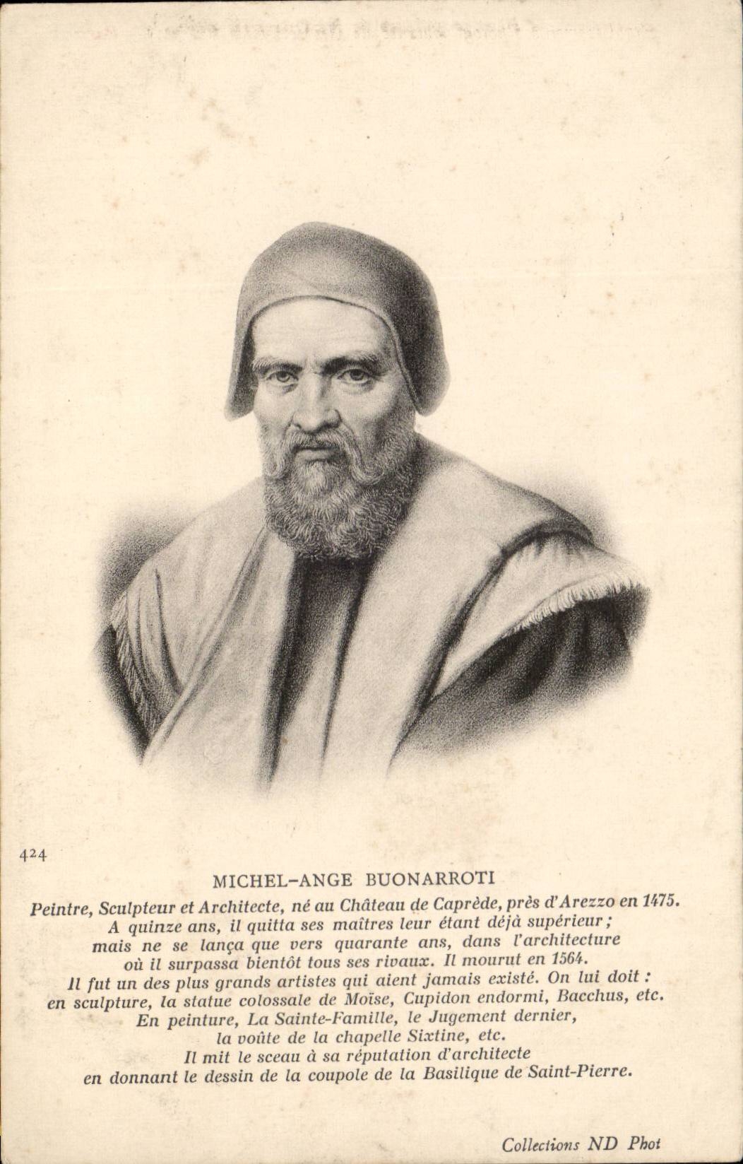 Arts - Artist - Michel Buonarrot Angel - Painter Sculptor and Architect CPA