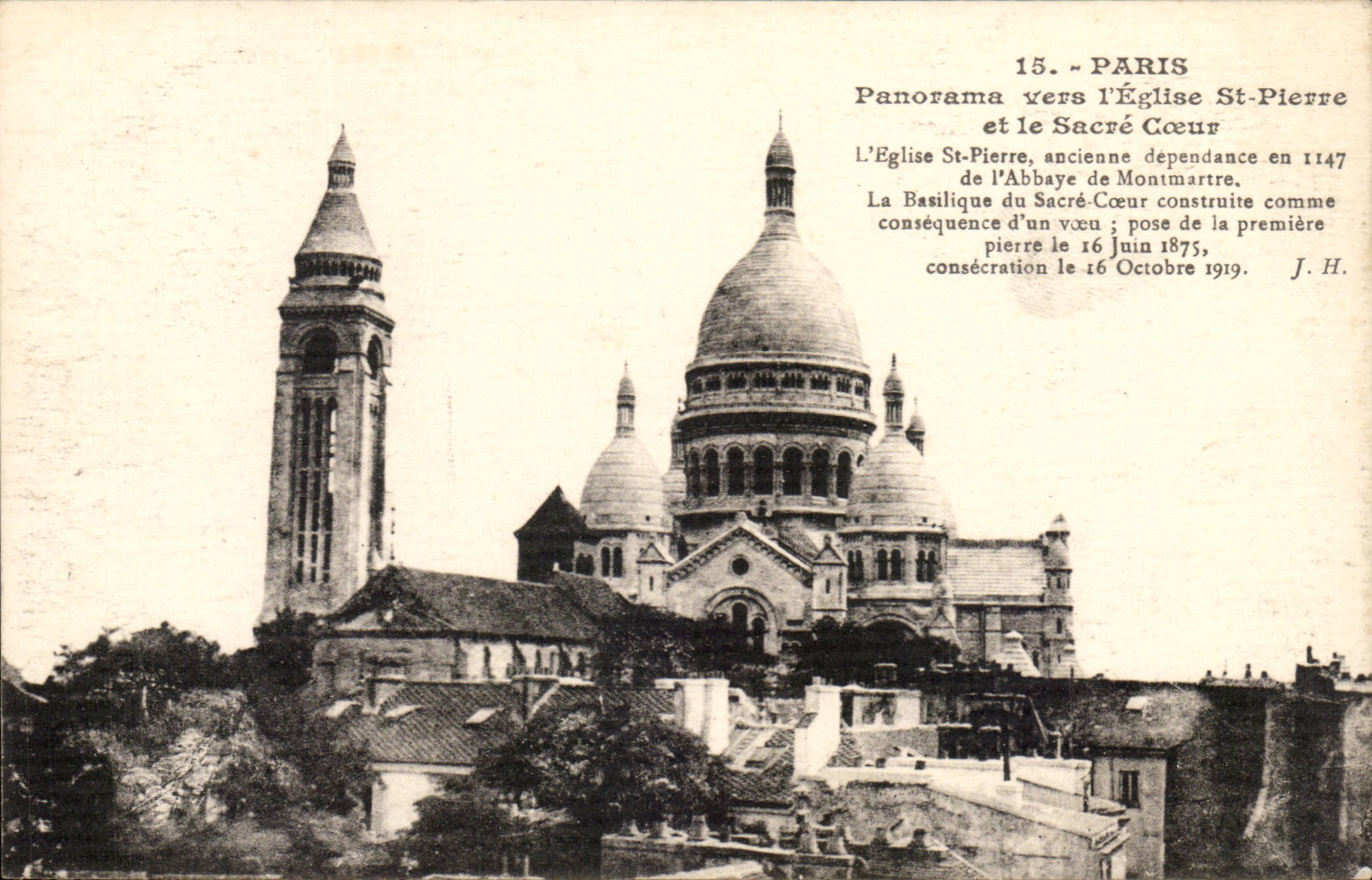 Paris - 14 - Panorama towards Egise St Pierre and the Sacring Heart - CPA -