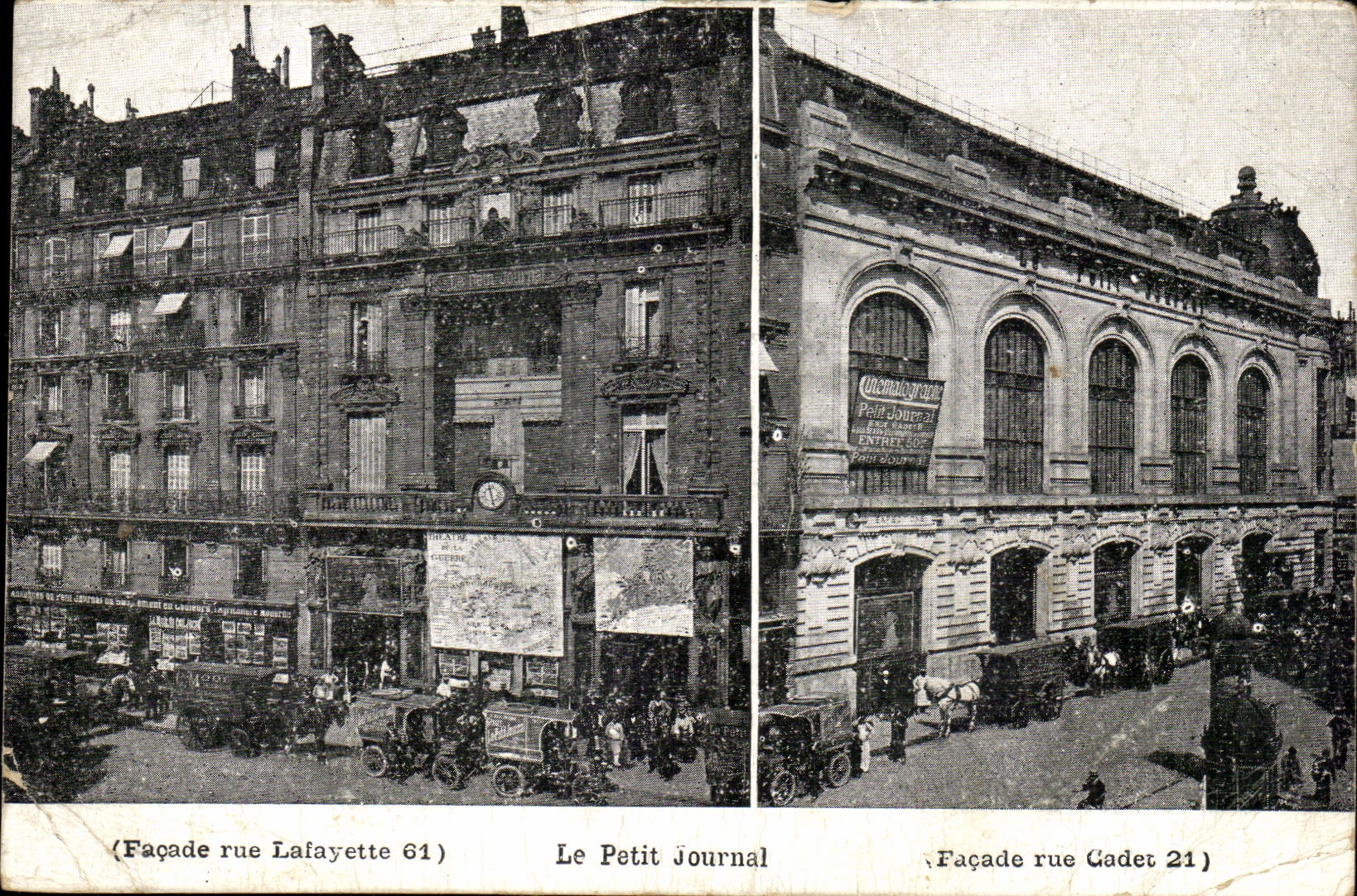 Paris - 10 - the Small Newspaper - Frontage Street Lafayette 61 and Facade Street code element 21 CPA -