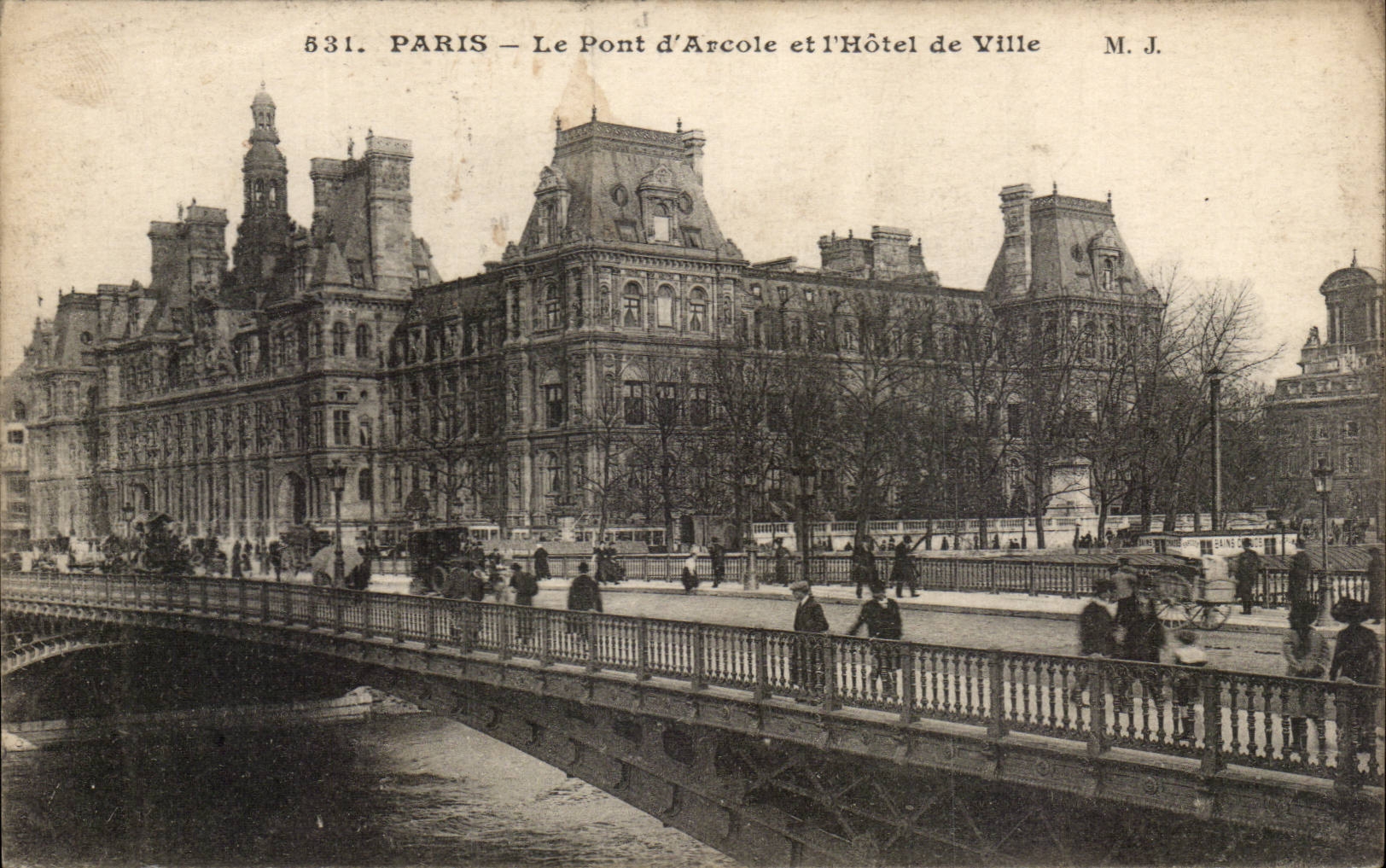 Paris - 4 - Le Pont d'Arcole et l'Hotel de Ville - CPA - 