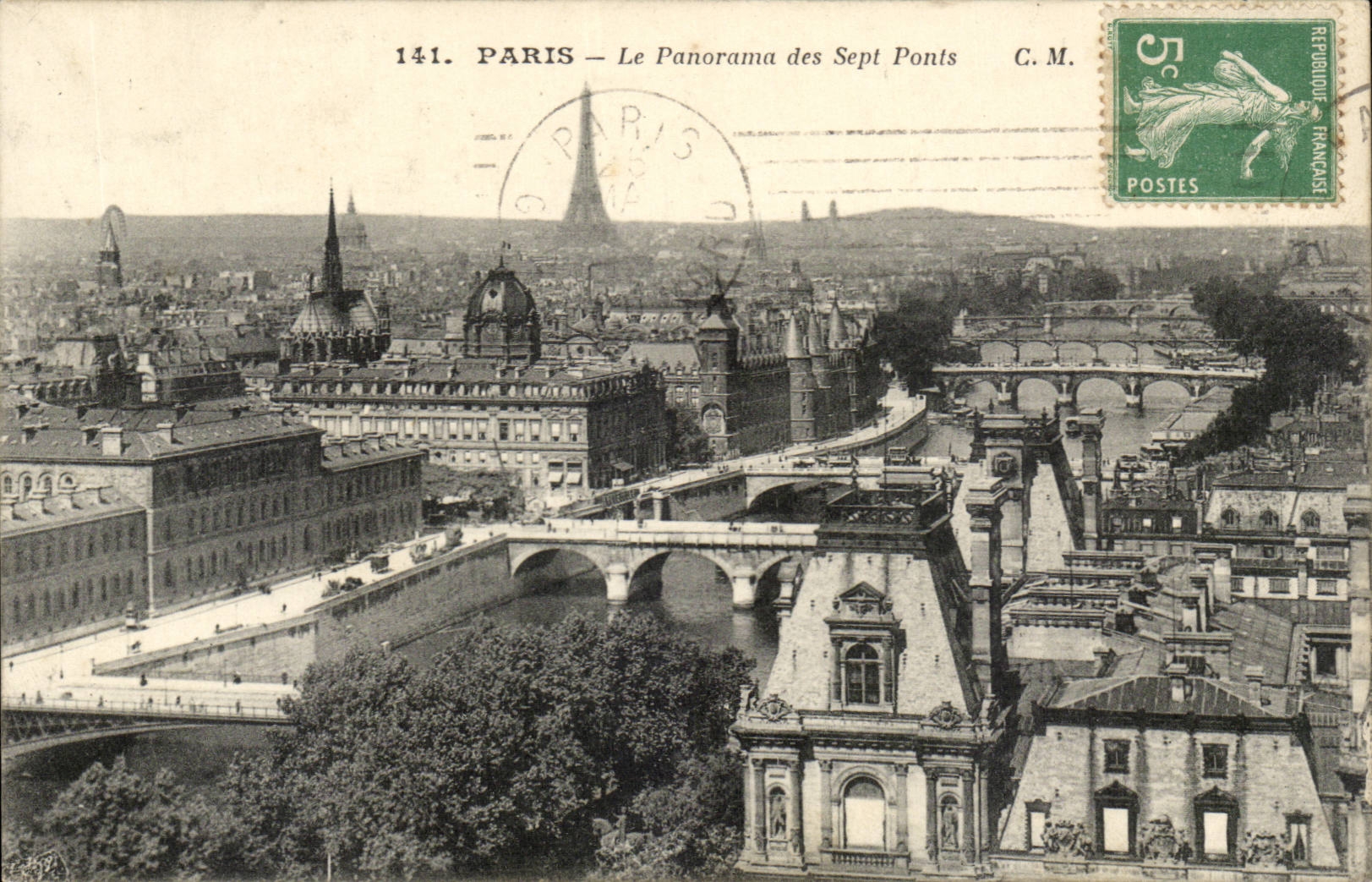 Paris - 7 - the Panorama of the Seven Bridges - Eiffel Tower - Eiffel Tower CPA