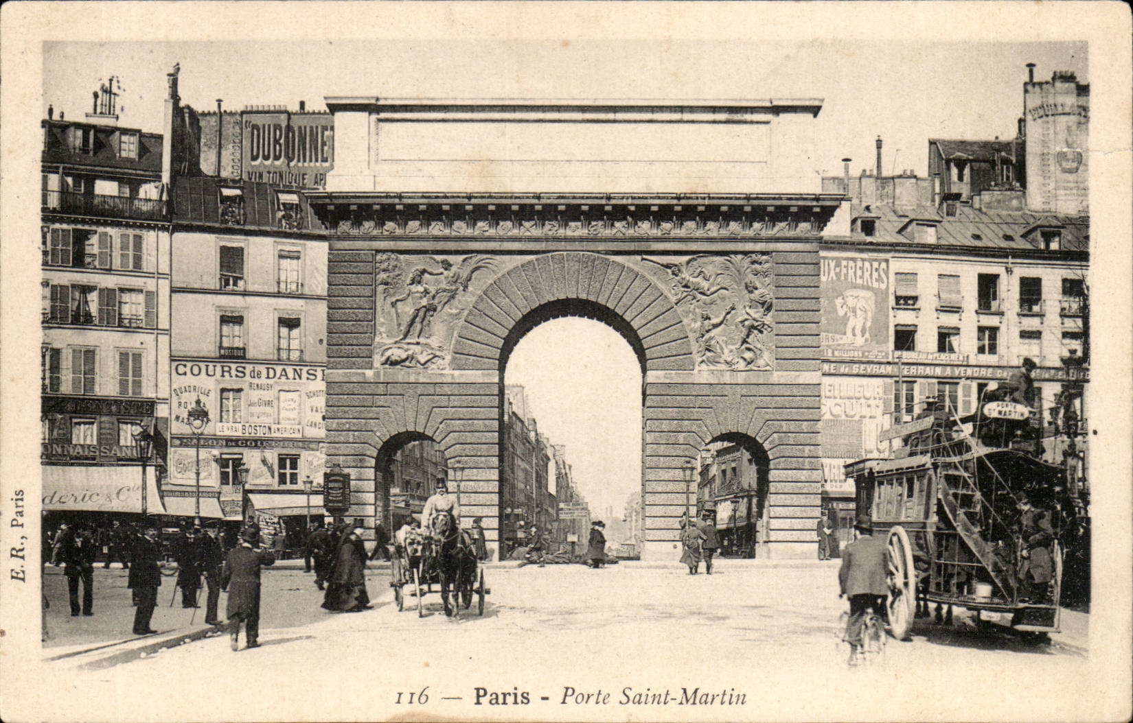 Paris 10 - Gate Saint Martin - CPA Double decker bus