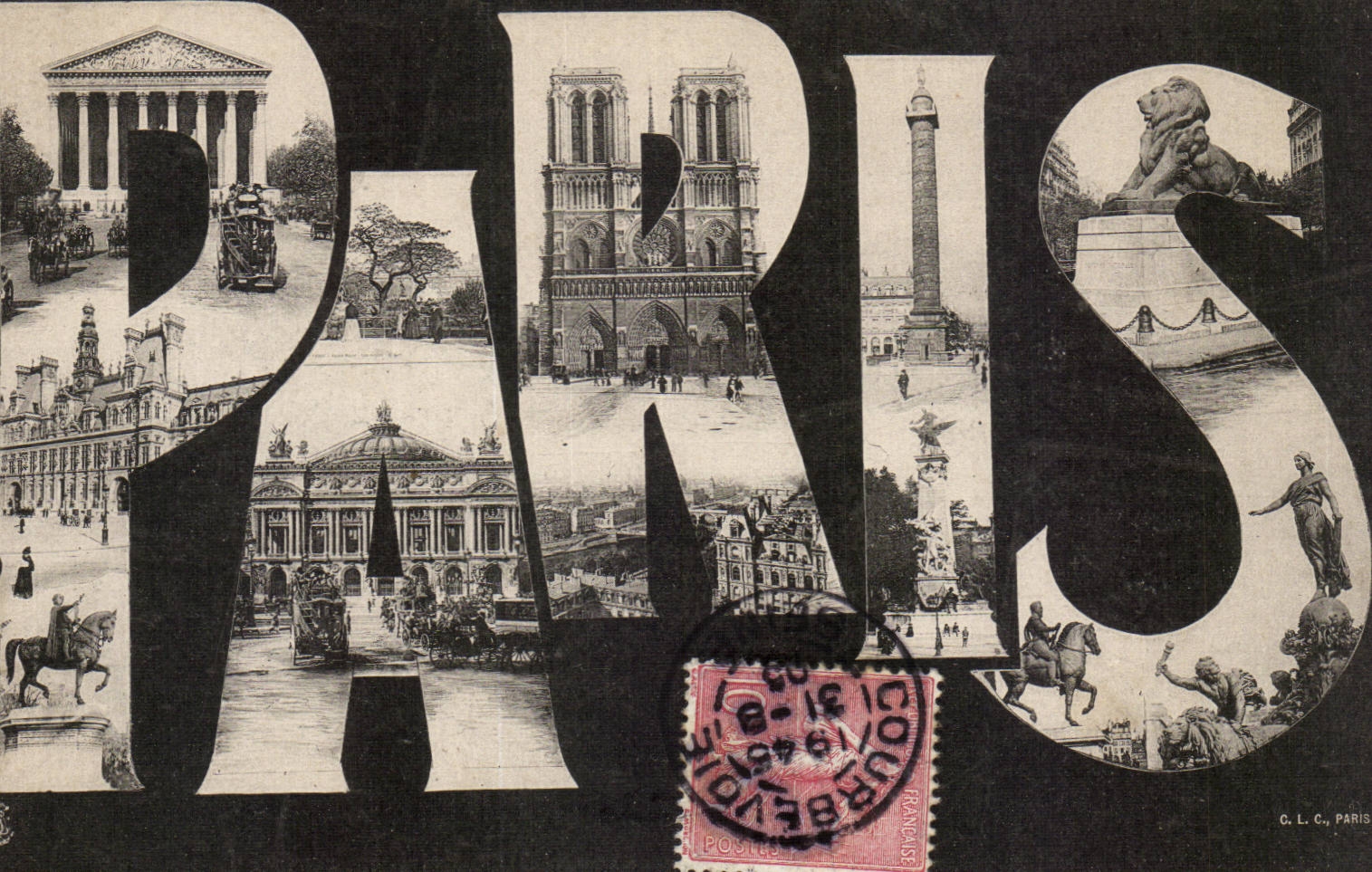 Paris - 1 - Souvenir - rare vintage - CPA 