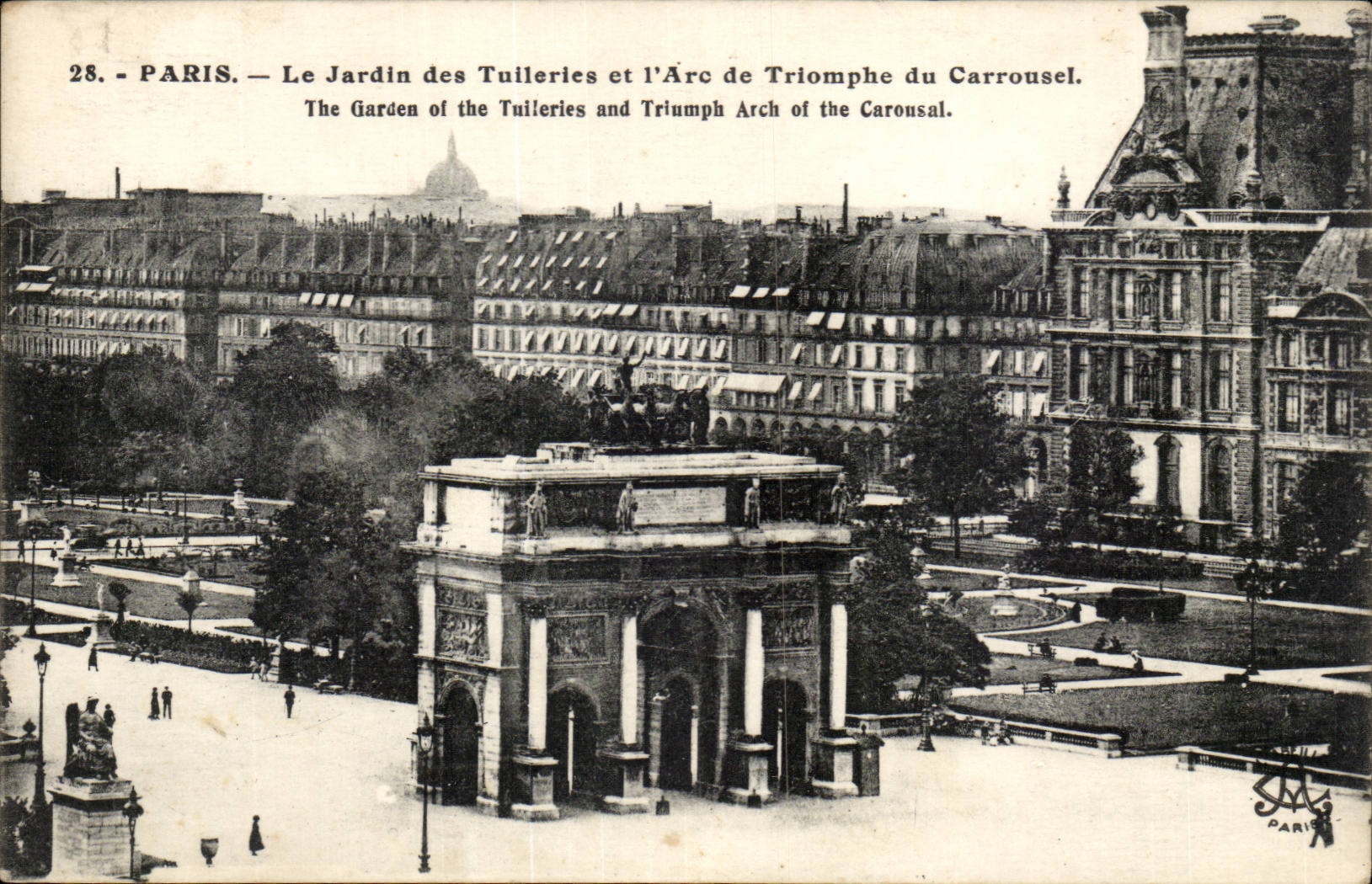 Paris - 1 - Les Tuileries et l'Arc de Triomphe de Carrousel - CPA 