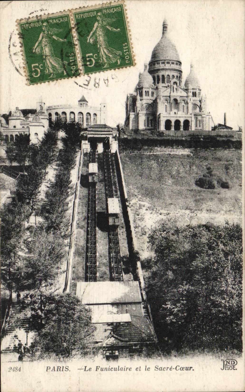 Paris - 14 - Montmartre - the Funicular and the Sacring Heart - CPA