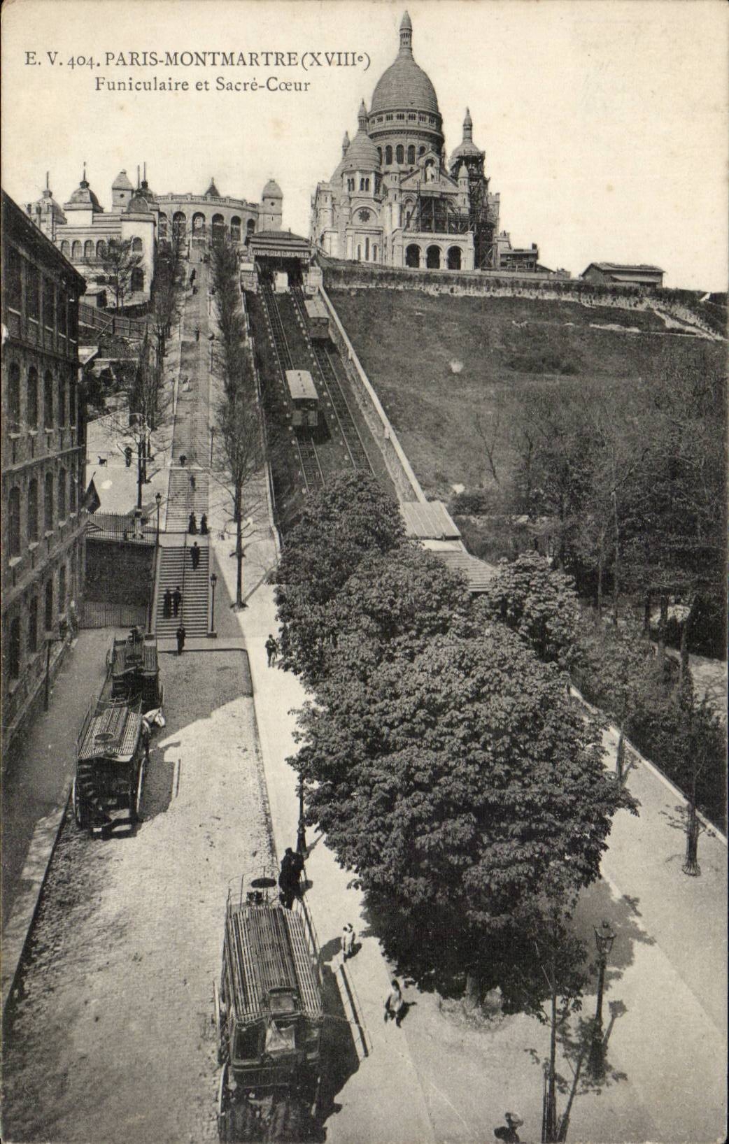 Paris - 14 - Montmartre - the Funicular and the Sacring Heart - CPA