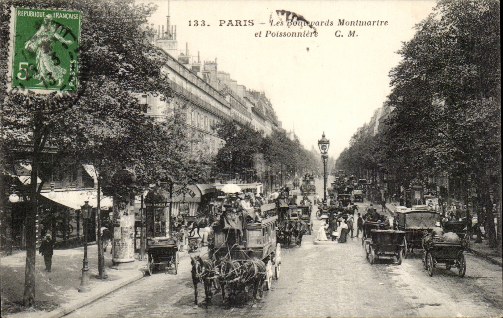 Paris - 14 -- The Boulevards Montmartre - Poissoniere CPA