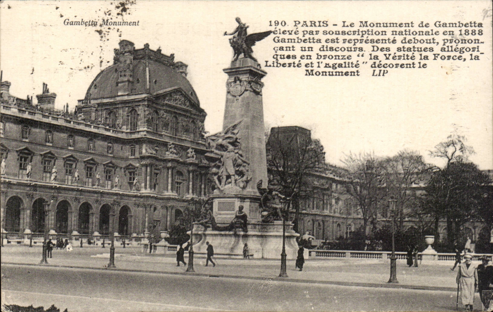 Paris - 20 - the Monument of Gambetta - CPA