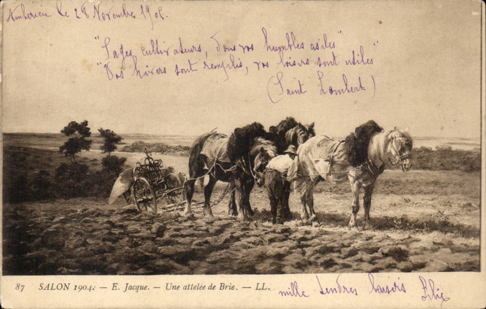 Salon 1904 E Jacque CPA Une attelee de Brie (chevaux)