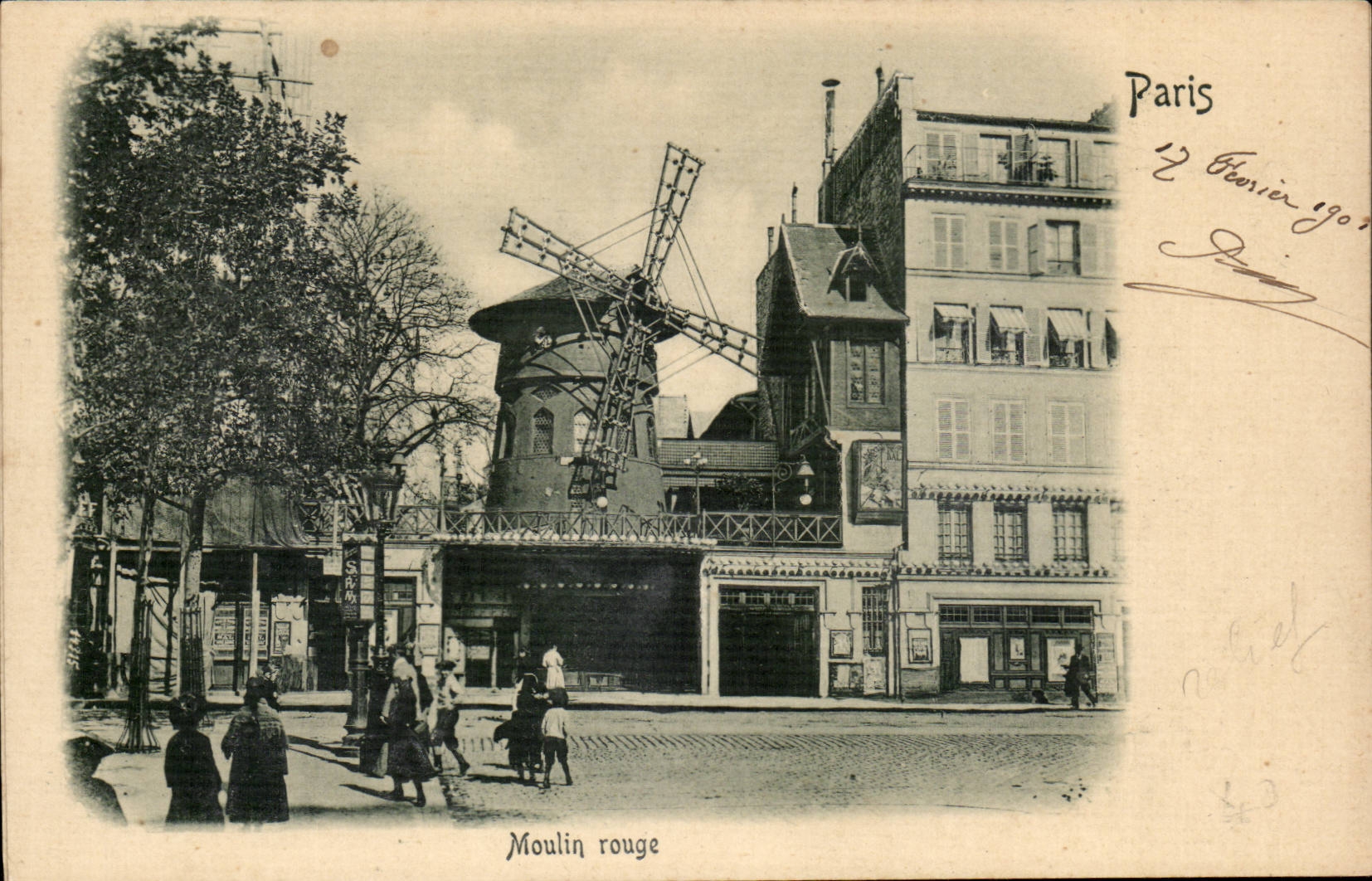 Paris CPA Moulin rouge (dessin en relief !)