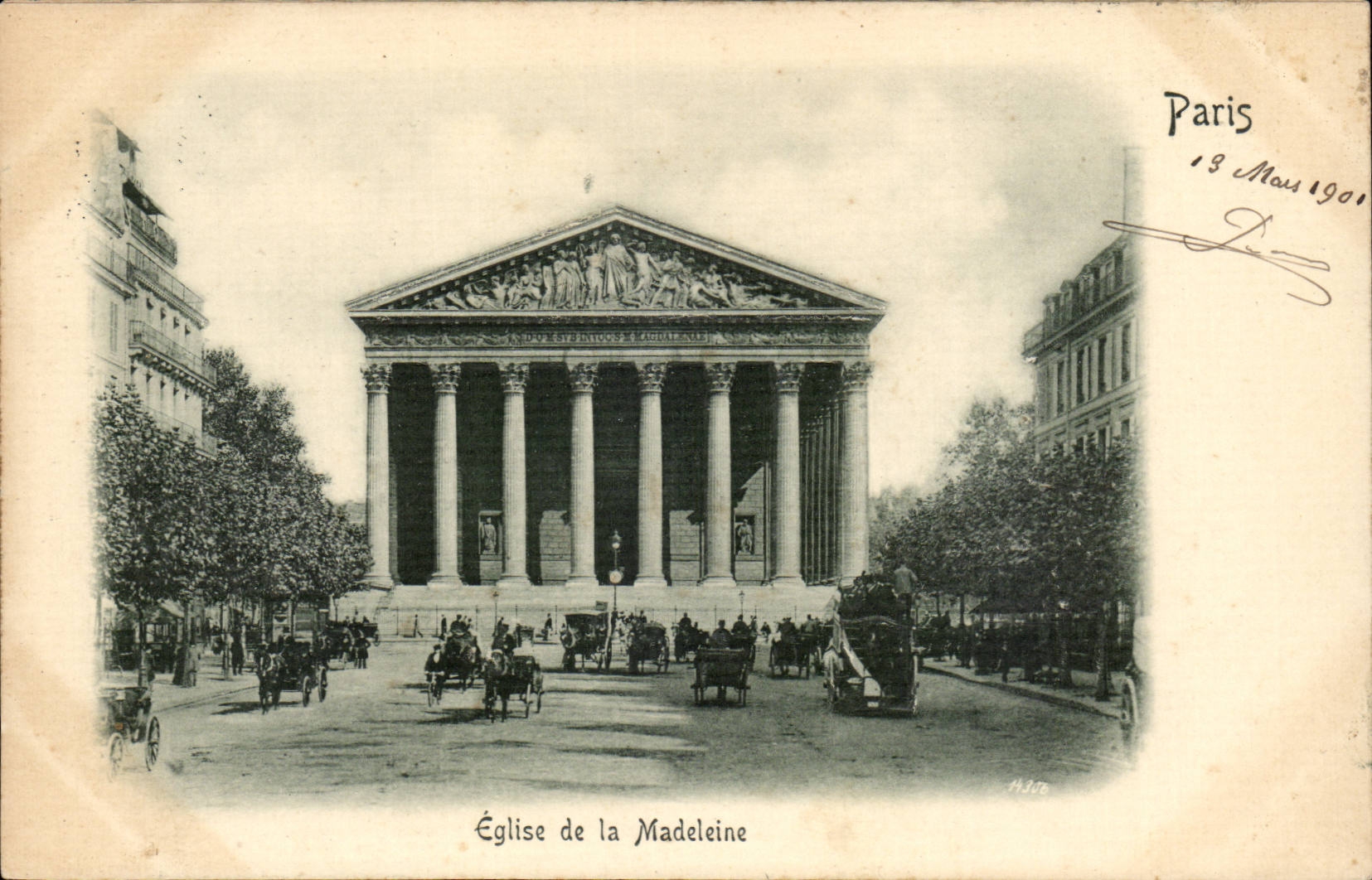 Paris CPA Eglise de la Madeleine (dessin en relief !)