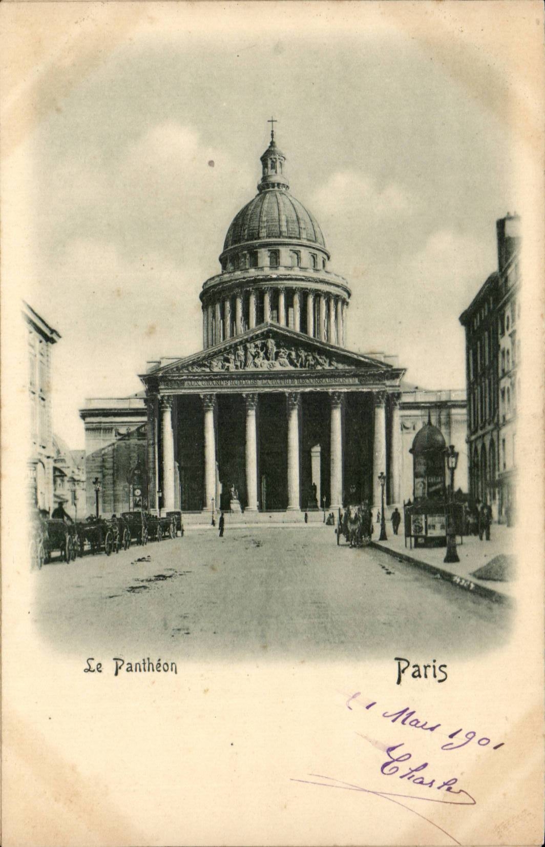 Paris CPA Le Pantheon (dessin en relief !)
